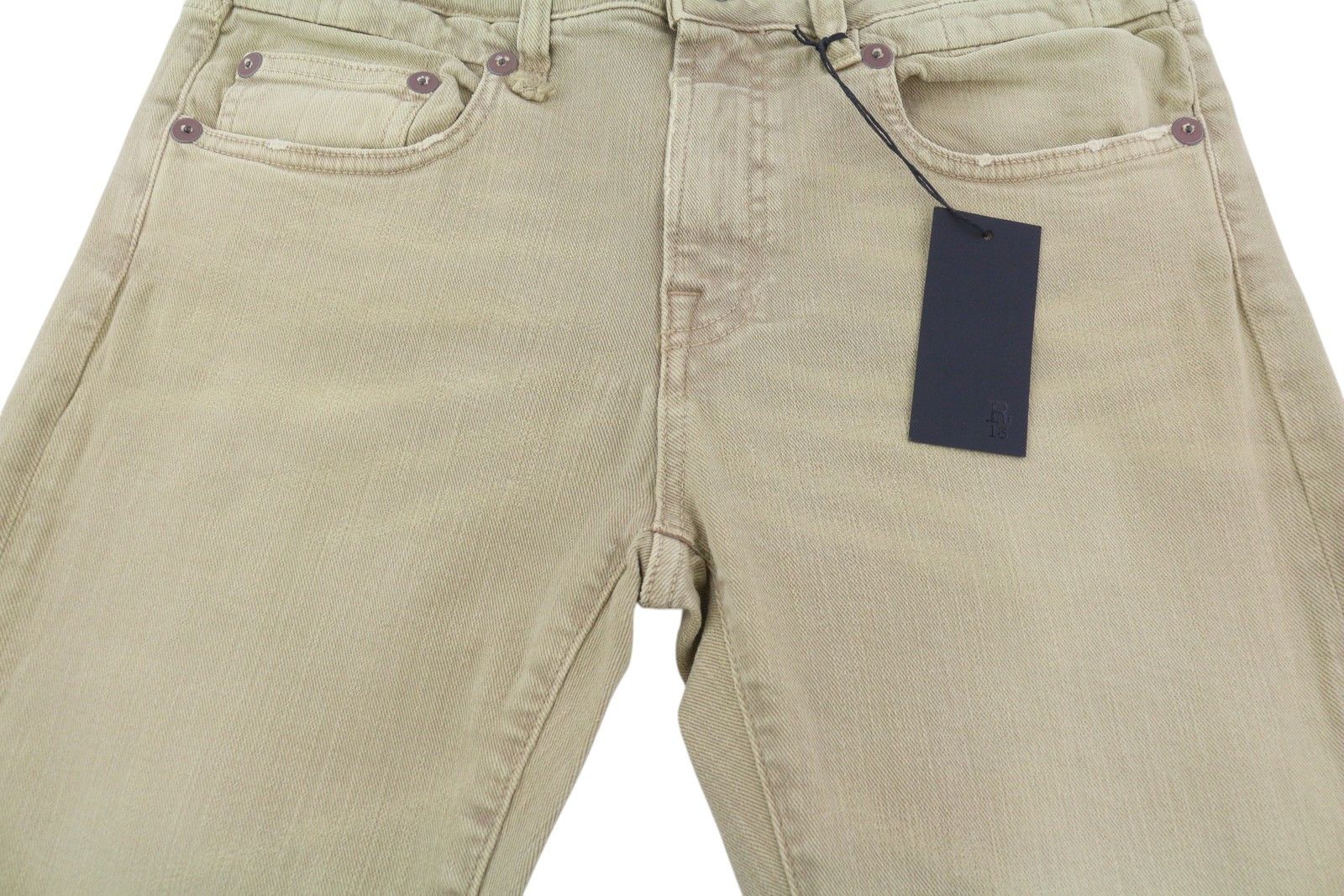R13 BOY STRAIGHT 29 Khaki Stretchy Faded Ankle Casual 86311 Size 29" - 12 Thumbnail