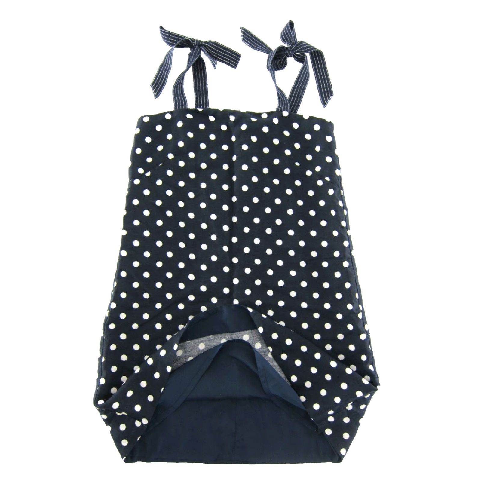 J.Crew J.CREW Linen Navy Blue White Polka Dot Tie Shoulder Smock Tank Sun Dress 4 Size S / US 4 / IT 40 - 5 Thumbnail
