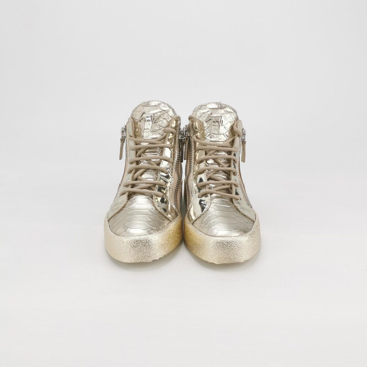 Giuseppe Zanotti Giuseppe Zanotti Gold Croc-Embossed High Top Sneakers Size US 5.5 / IT 35.5 - 3 Thumbnail