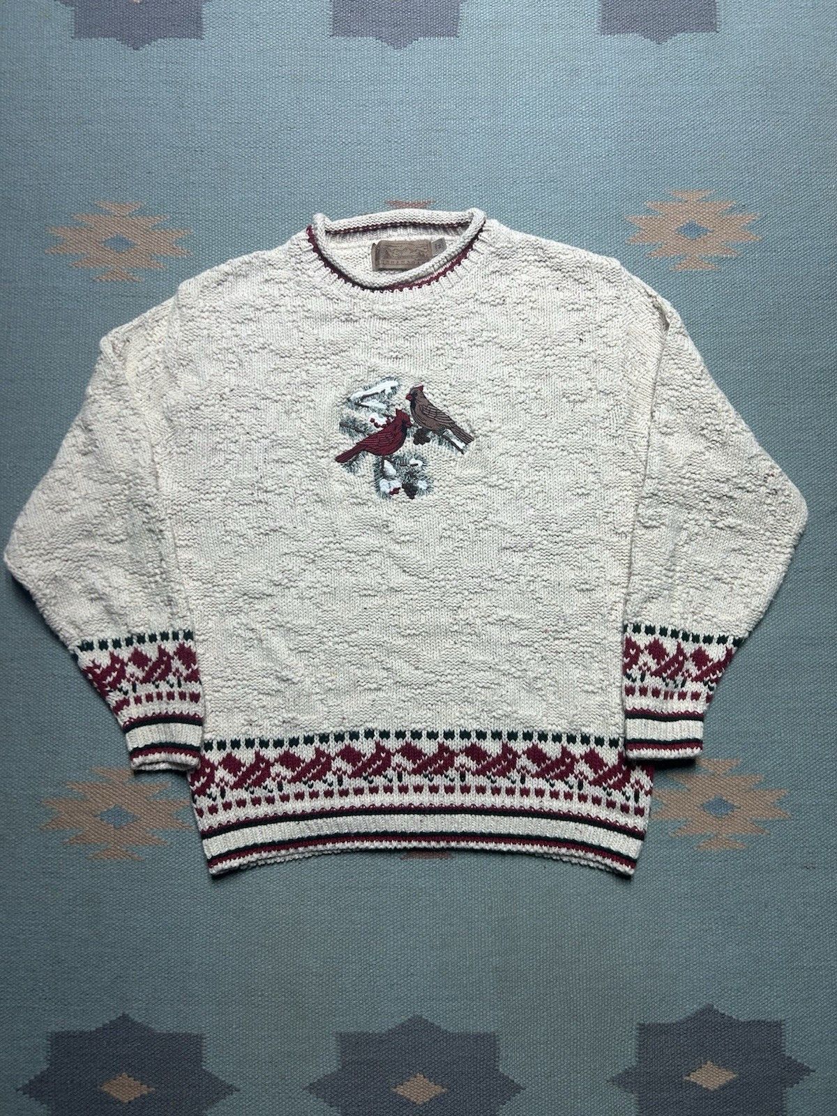 Vintage Vtg cotton knit sweater Shenandoah cardinal bird embroider M Size M / US 6-8 / IT 42-44 - 1 Thumbnail