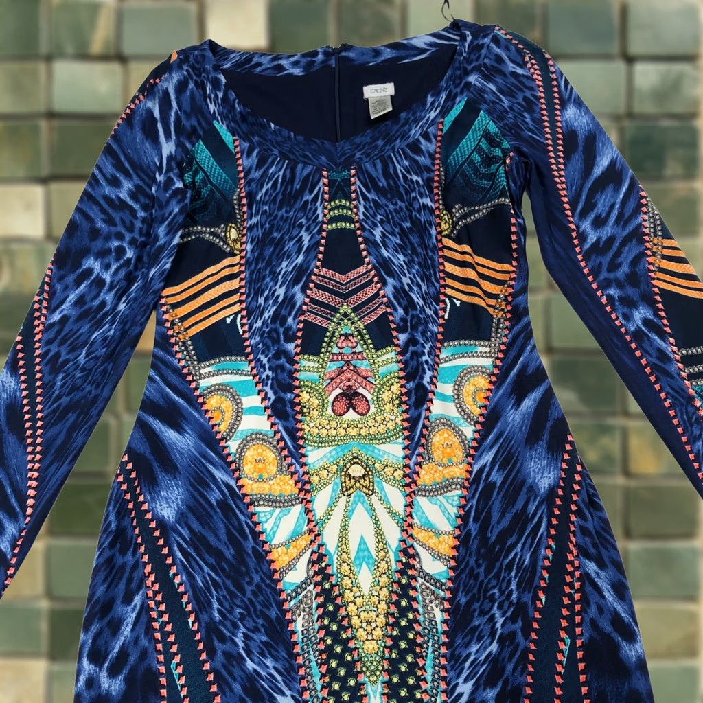 Vintage Cache 6 Sheath Dress Geometric Abstract Zip Blue MINT Size M / US 6-8 / IT 42-44 - 1 Thumbnail