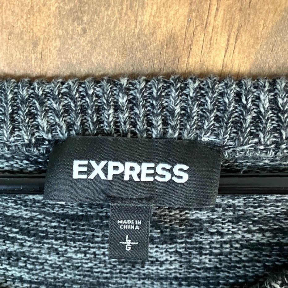 Express Express Womens Sweater Black Marled Knit Crew Neck Pullover Long Sleeve Large Size L / US 10 / IT 46 - 6 Thumbnail