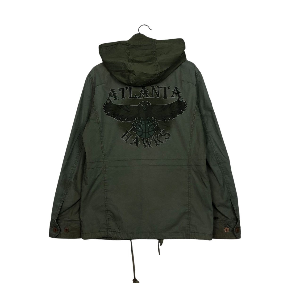 NBA 🔥RICH GREEN HOODIE BIKER JACKET NBA ATLANTA HAWKS BIG LOGO Size US L / EU 52-54 / 3 - 10 Thumbnail