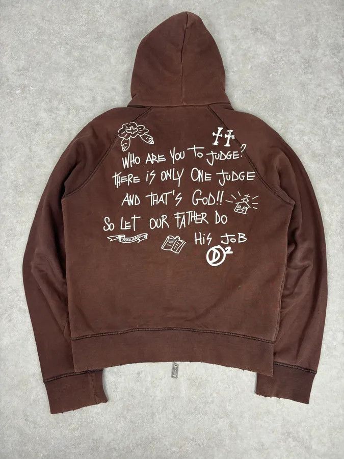 Dsquared2 2000s Dsquared2 Brown Cotton Graffiti Logo Zip Hoodie Size US L / EU 52-54 / 3 - 5 Thumbnail