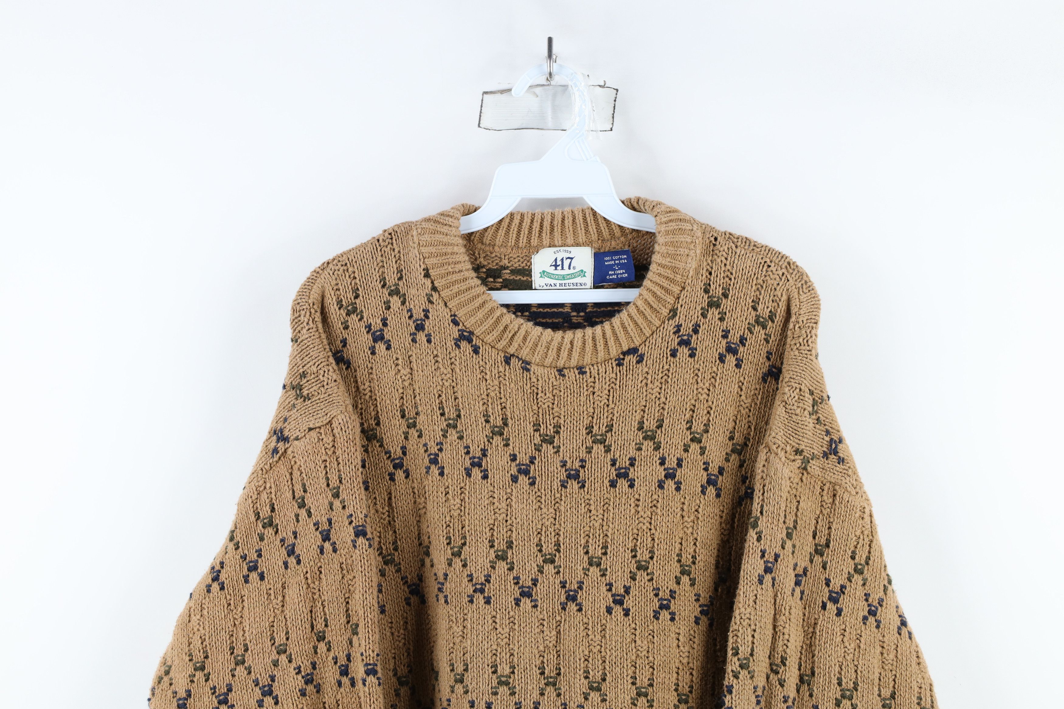 Vintage Vintage 90s Streetwear Textured Cotton Knit Sweater USA Size US L / EU 52-54 / 3 - 2 Thumbnail