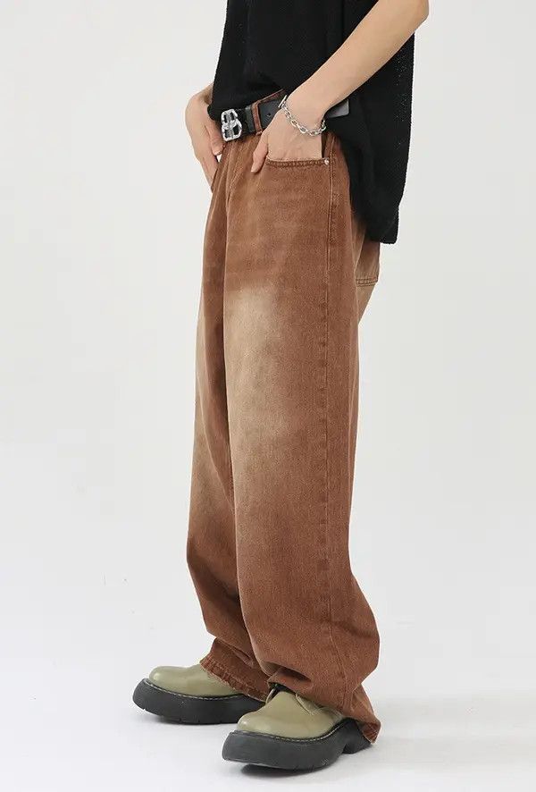 Japanese Brand Rika Vintage Brown Washed Loose Straight Casual Jeans Size US 32 / EU 48 - 5 Thumbnail