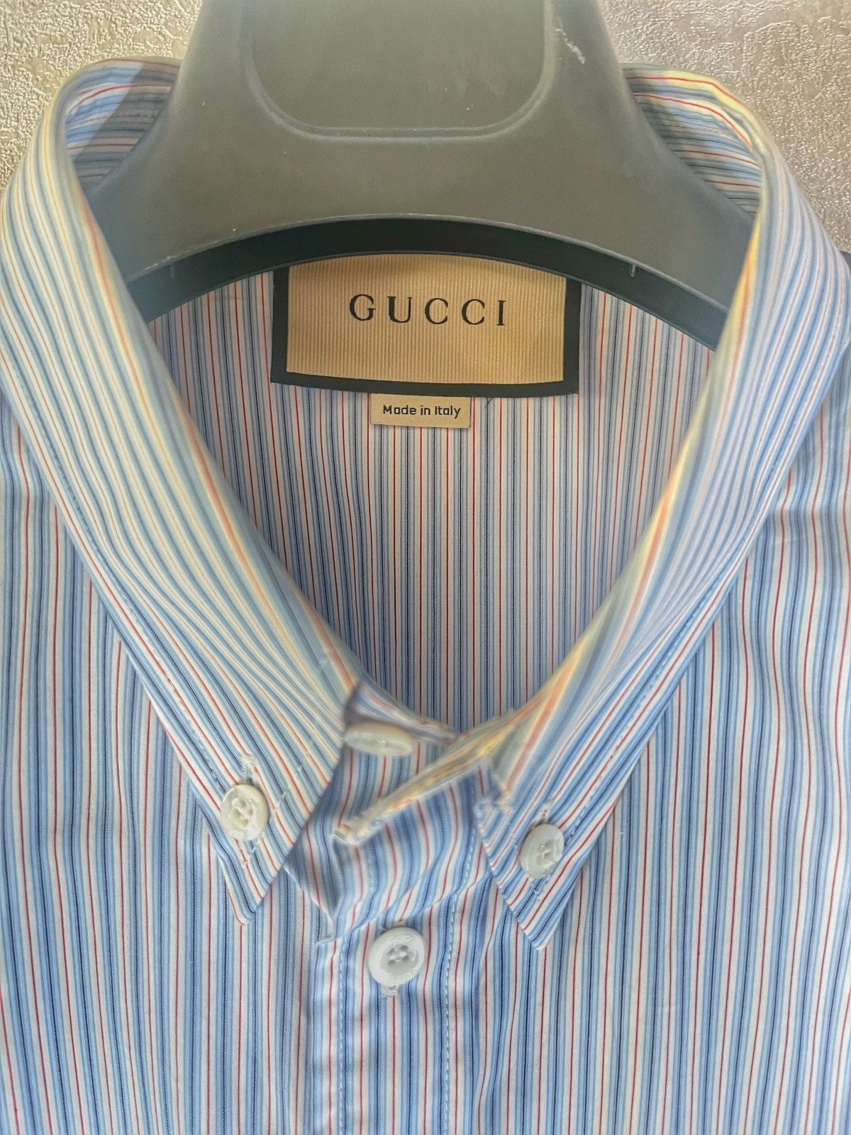 Gucci Gucci Striped Cotton Shirt with Silk Porter-Print Back 46 Size US S / EU 44-46 / 1 - 2 Thumbnail