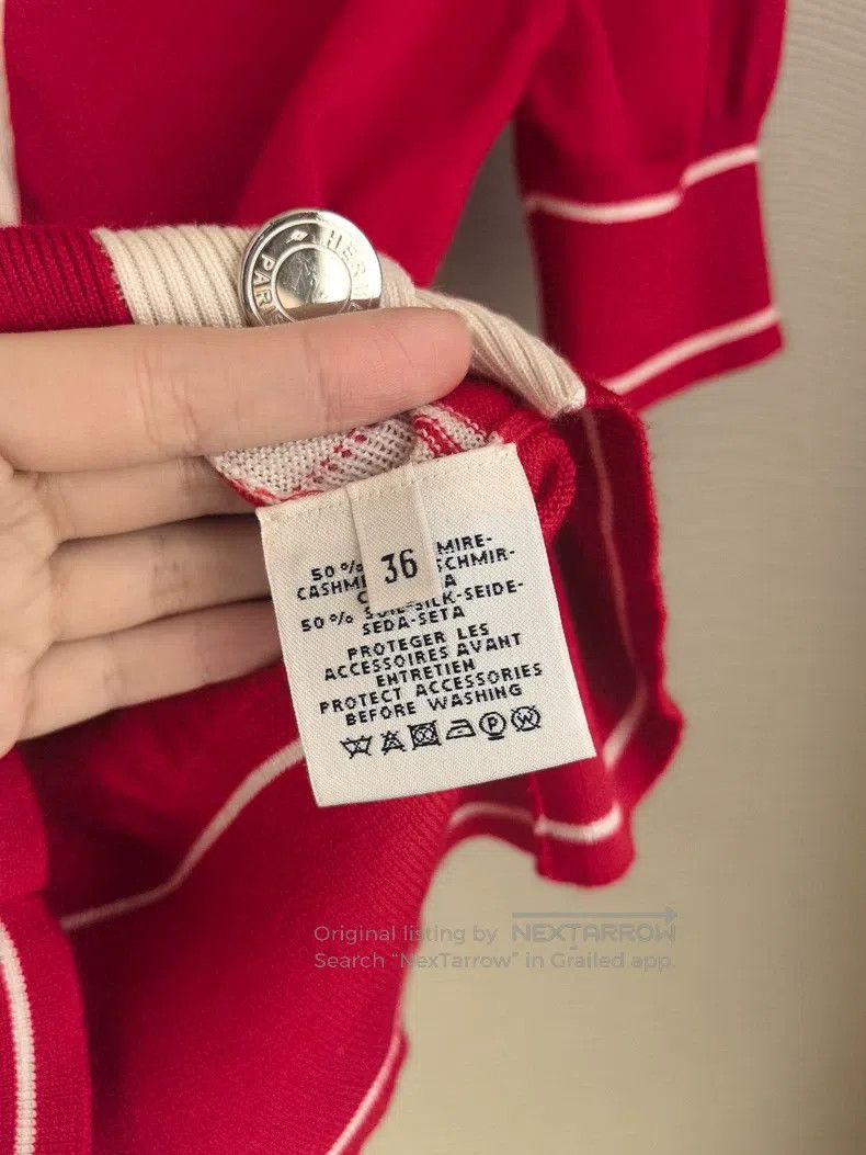 Hermes Hermes Red women's pig nose half-sleeve cashmere sweater t Size XS / US 0-2 / IT 36-38 - 3 Thumbnail