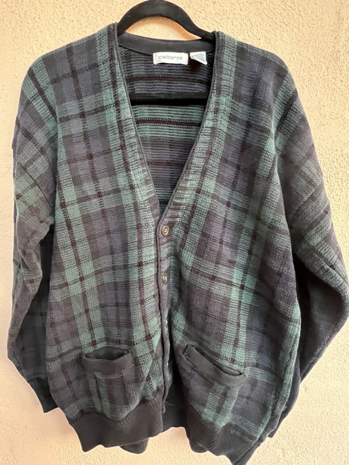 Liz Claiborne Vintage 80's Claiborn plaid cardigan sweater Size US L / EU 52-54 / 3 - 1 Thumbnail
