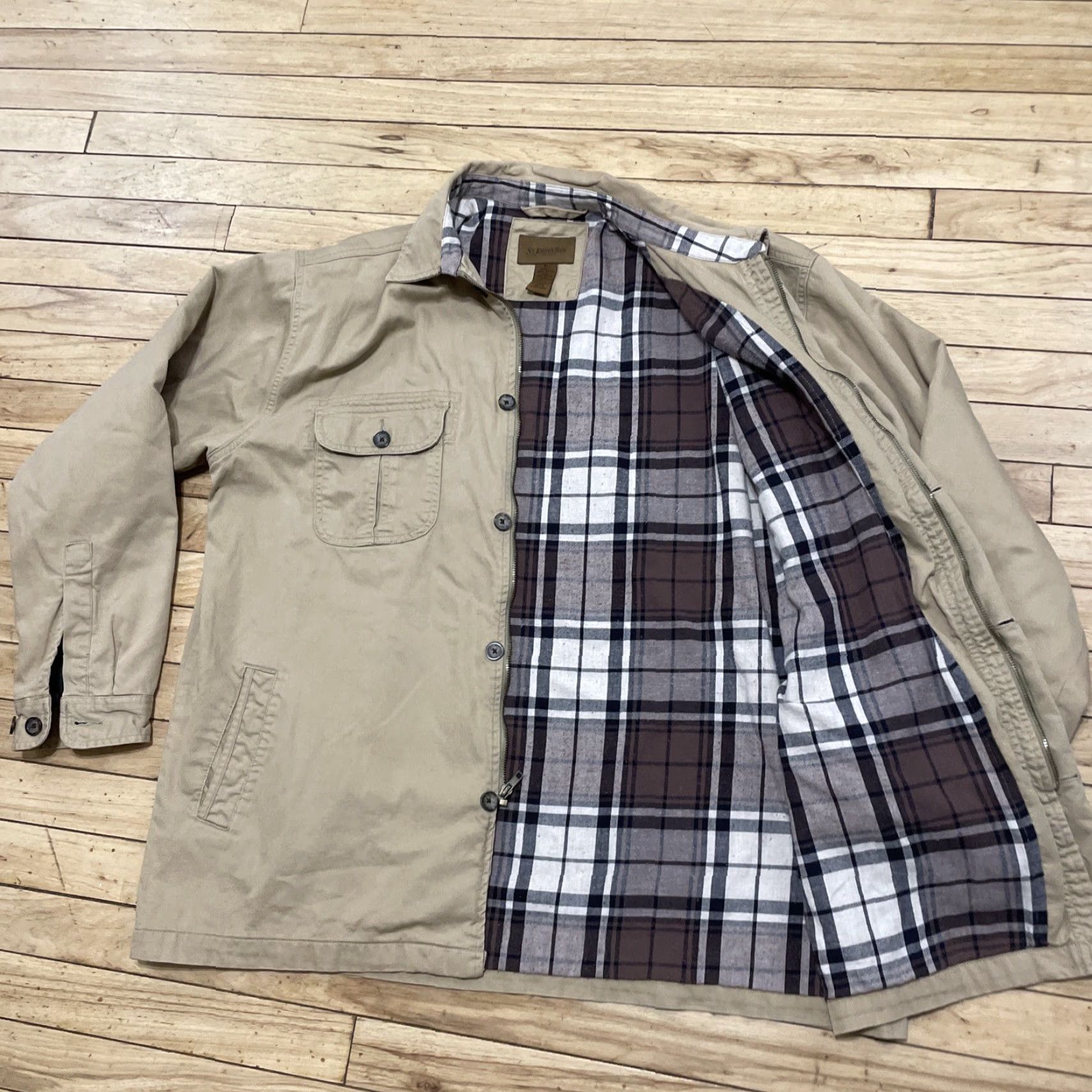 Vintage VINTAGE St Johns Bay Canvas Jacket XL Barn Chore Coat Brown Tan Plaid Lined Men Jacket Size US XL / EU 56 / 4 - 3 Thumbnail