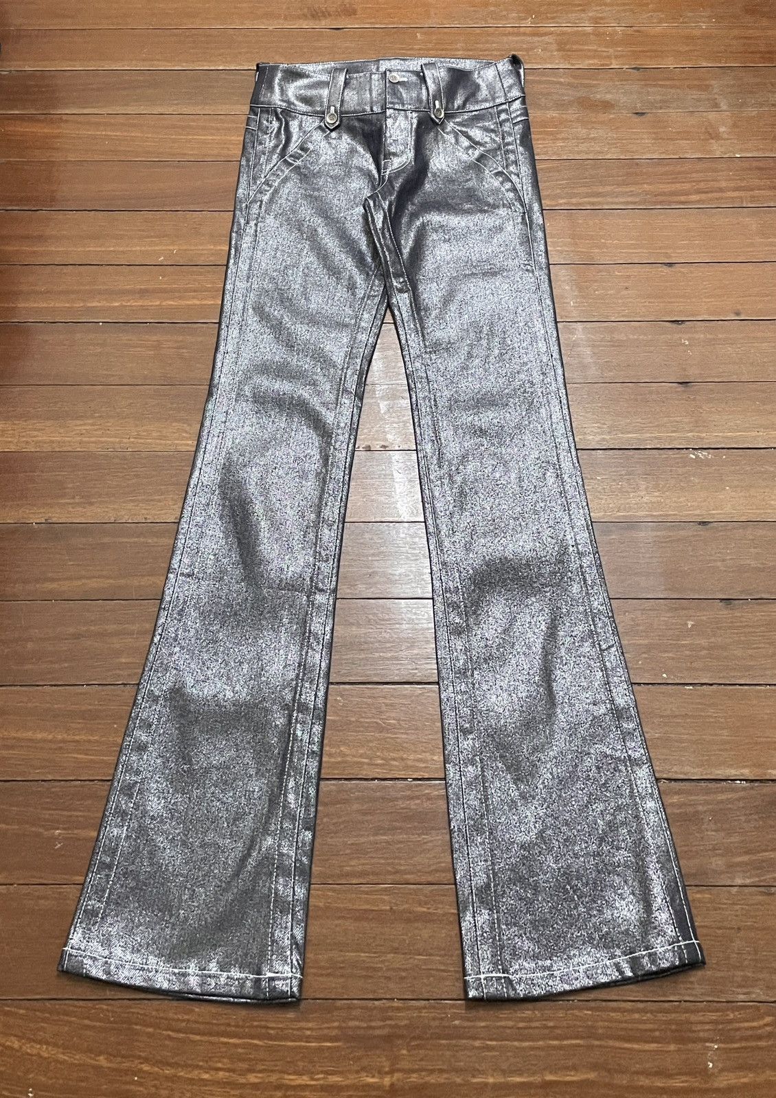 Japanese Brand × Vintage Rare Vintage Catherine Harnel Metallic Flared Pants 1990s Size US 29 - 1 Thumbnail