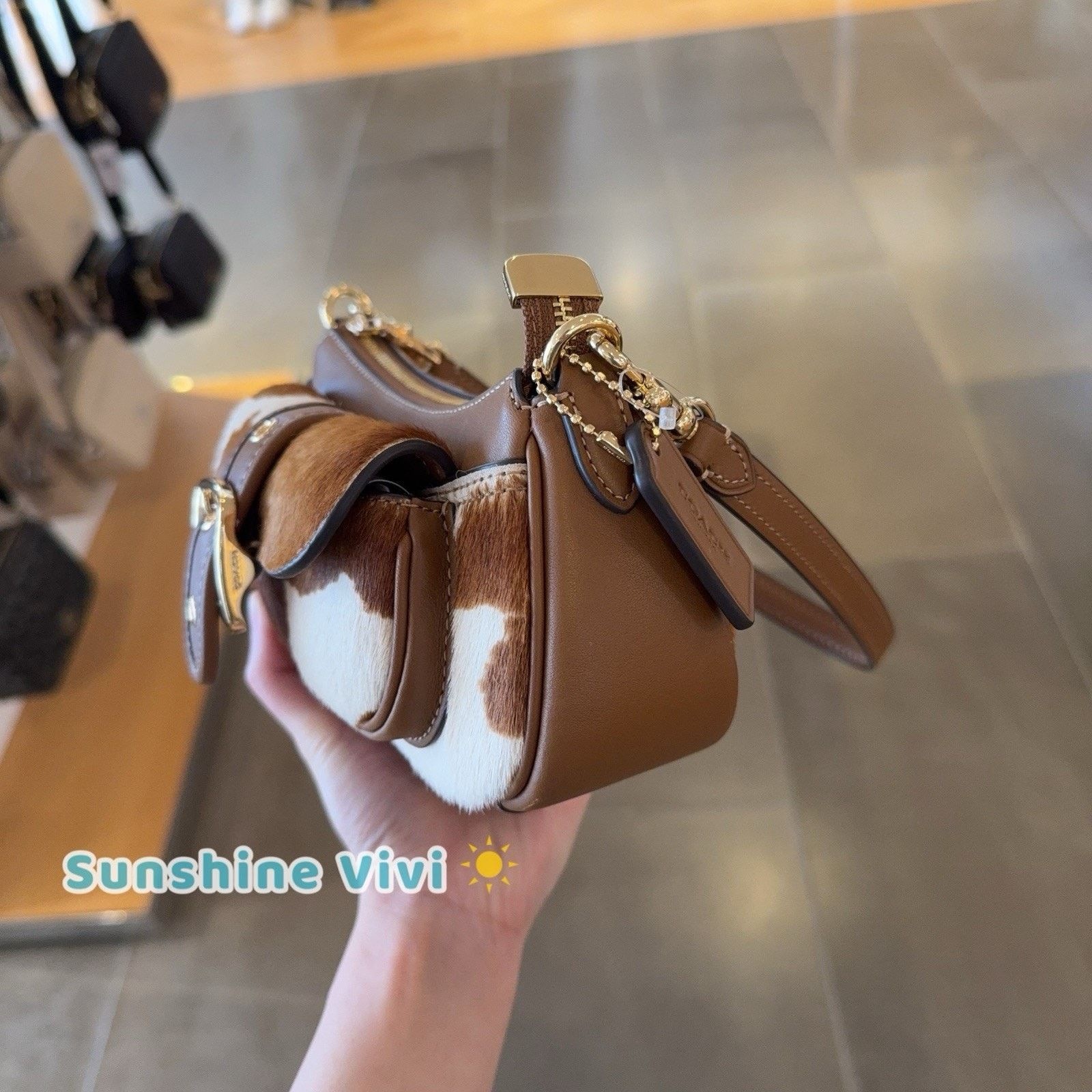 Coach NWT Coach Ashton Mini Shoulder Bag Haircalf Cow CDX79 Gold Size ONE SIZE - 2 Thumbnail