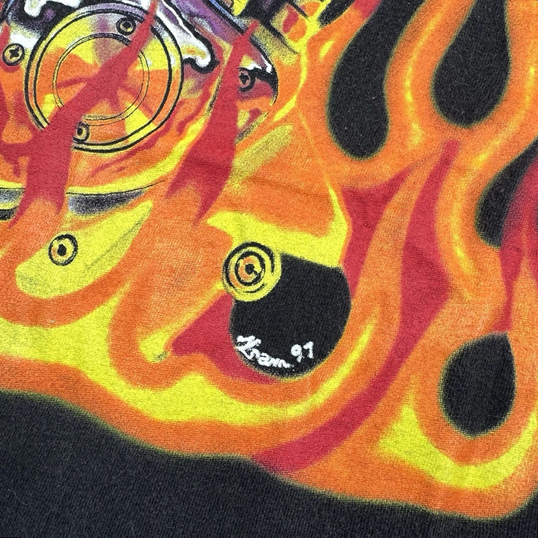 Vintage VINTAGE Unbranded T-Shirt Biker Skull Flames Motorcycle 90s Adult Large Black Men Shirt Short Sleeve Crew Neck Mens Size US L / EU 52-54 / 3 - 4 Thumbnail