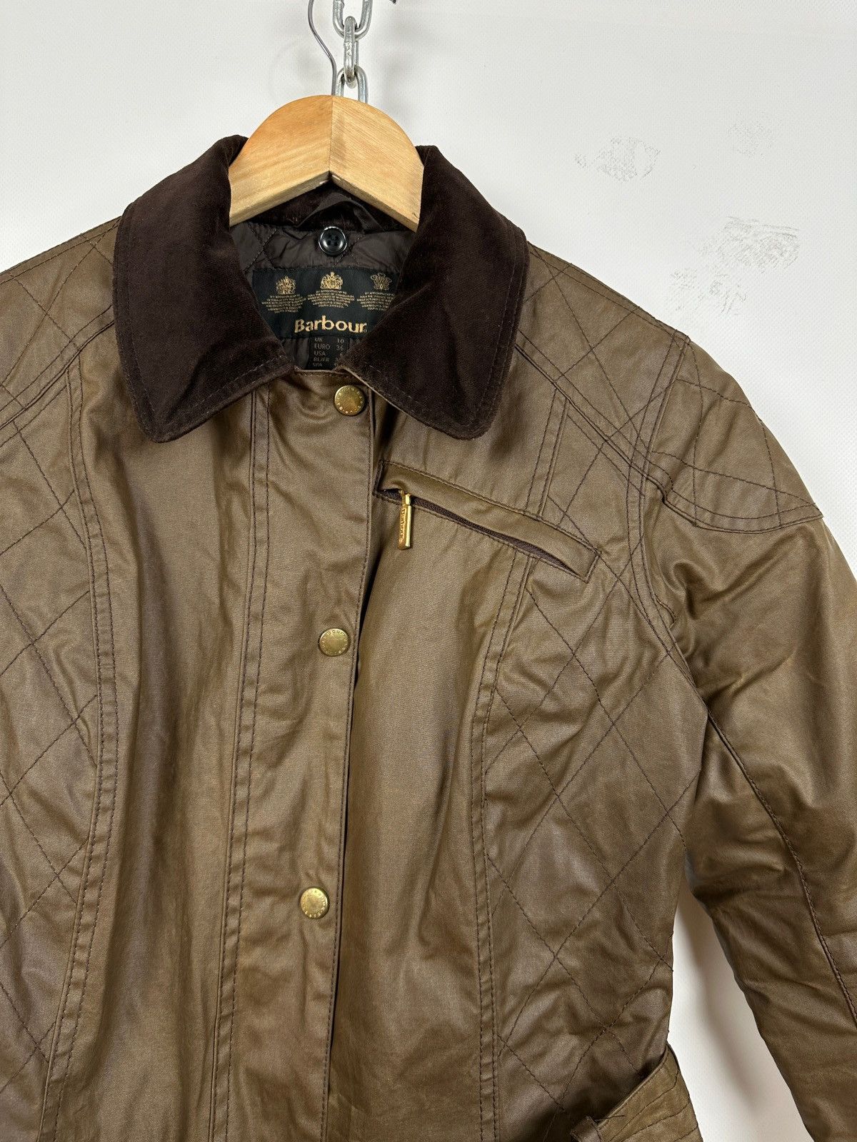 Barbour Women’s Barbour Wax Quilted Belt Brown Jacket Size M / US 6-8 / IT 42-44 - 5 Thumbnail