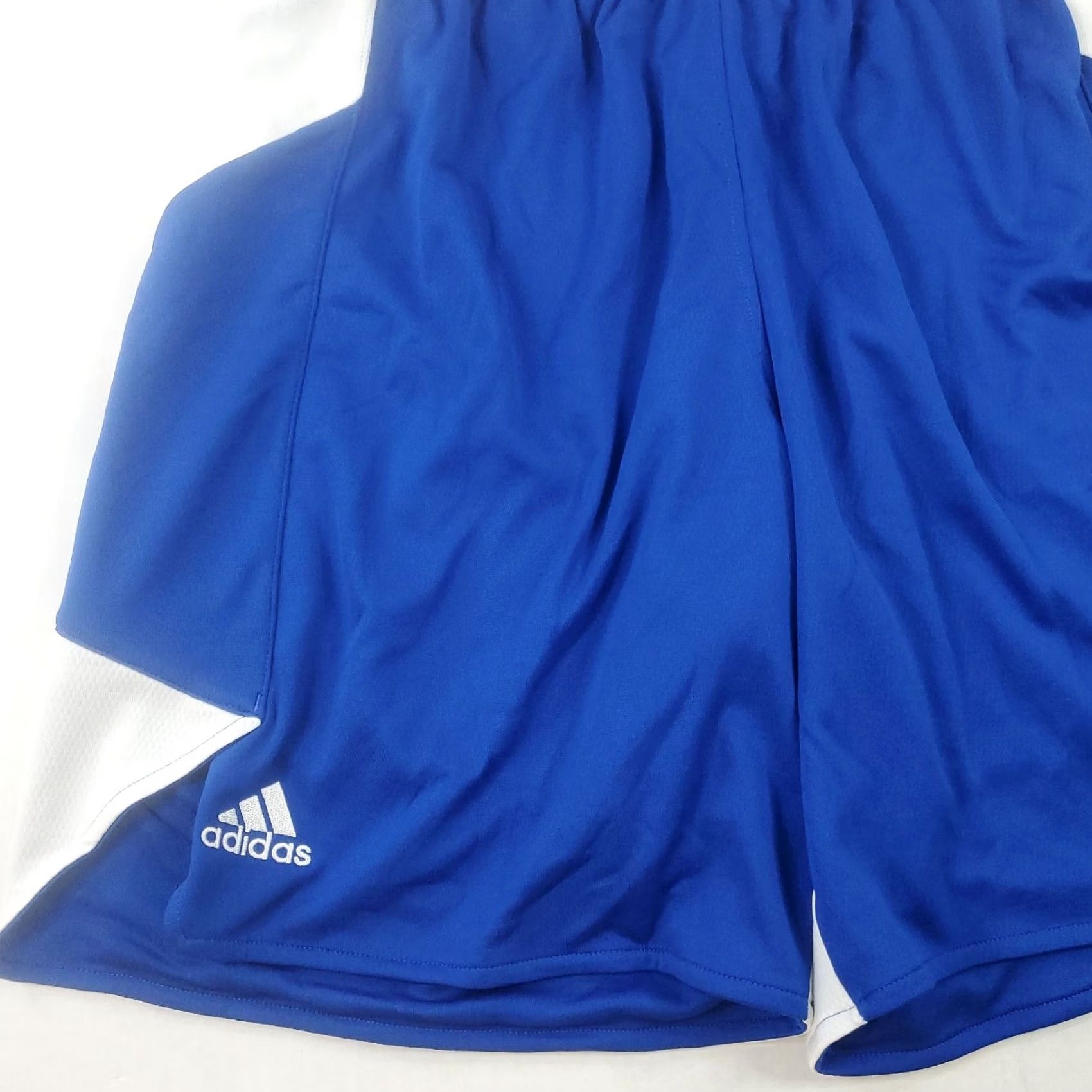 Adidas adidas Basketball Shorts Mens S Royal Blue White Drawstring Pockets Breathable Moisture Wicking Athletic Team Sports Shorts Regualr Fit Size US 29 - 2 Thumbnail