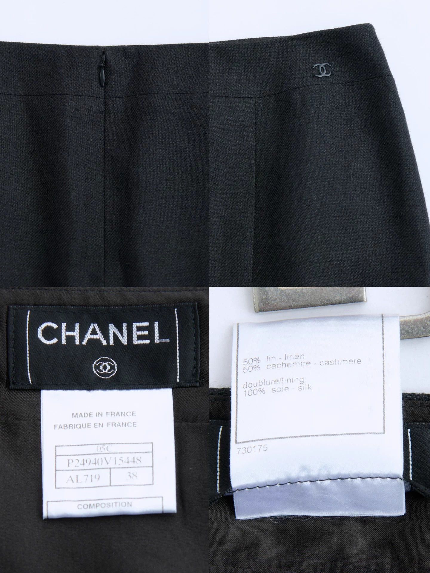 Chanel CHANEL 2004 Linen Cashmere Black Pencil Skirt Size 27" / US 4 / IT 40 - 9 Thumbnail