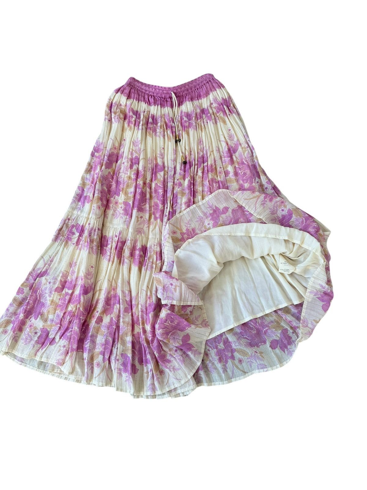 Spell SPELL & GYPSY Set Pink Skirt Blouse LEI MAXI White Floral XS Size 27" / US 4 / IT 40 - 6 Thumbnail