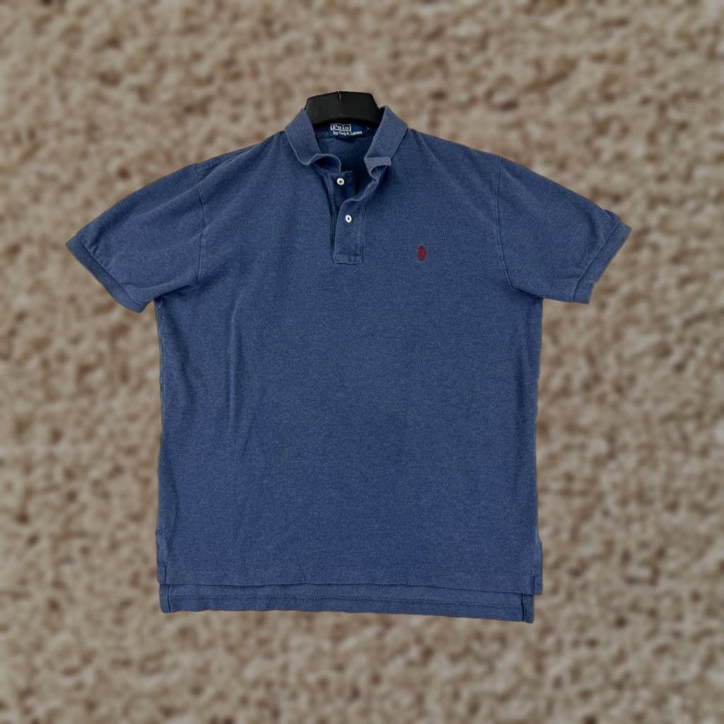 Ralph Lauren VINTAGE Ralph Lauren Polo Shirt Mens Large Blue 100% Cotton Knit Golf Shirt Size US L / EU 52-54 / 3 - 1 Thumbnail