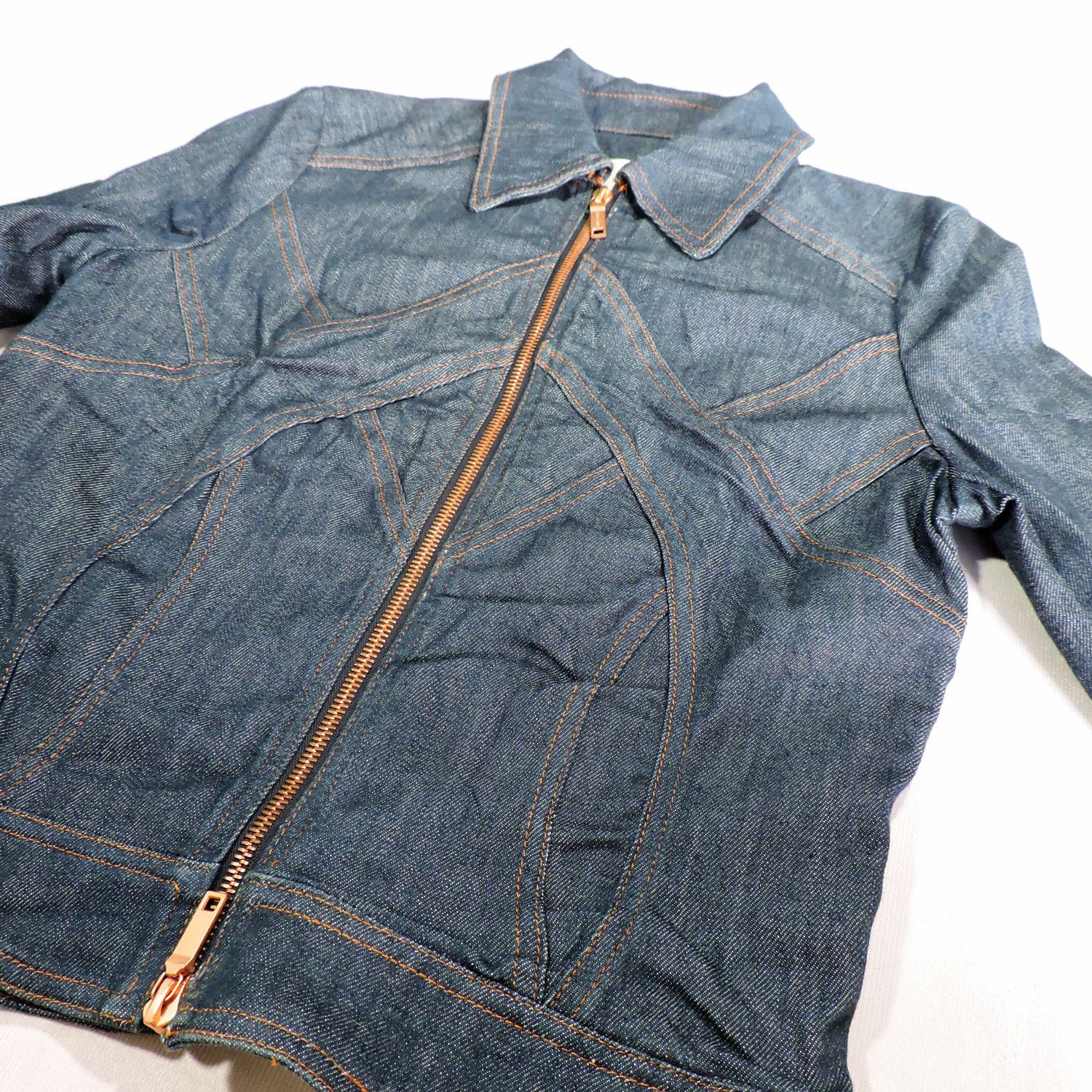 Celine CELINE INDIGO TRIOMPHE DOUBLE ZIP DENIM JACKET Size XS / US 0-2 / IT 36-38 - 10 Thumbnail