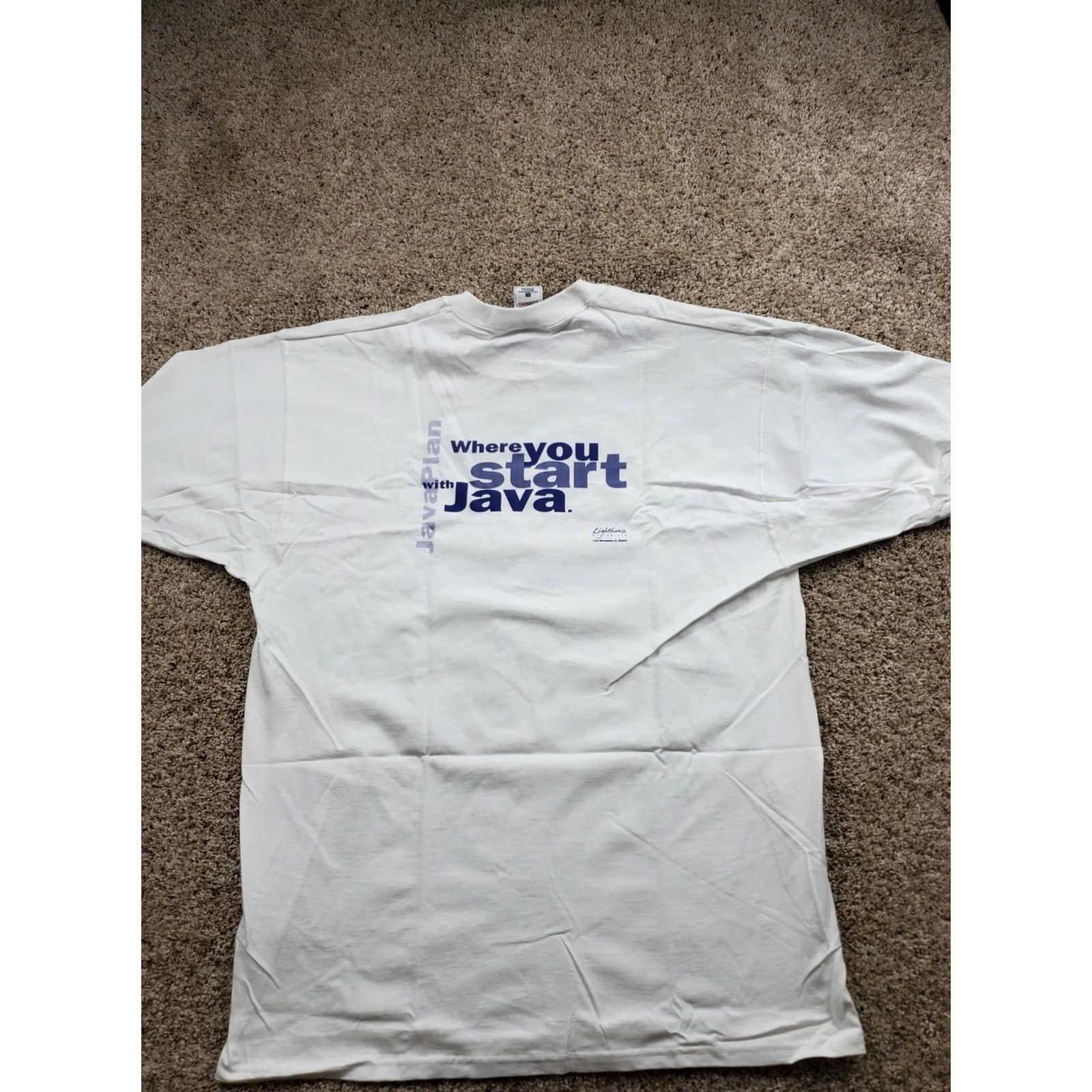 Fruit Of The Loom VINTAGE Sun Microsystems Java Script T Shirt Mens XL Graphic 90s USA White Cotton Short Sleeve Crew Neck Graphic Print Logo PTO Loom USA Size US XL / EU 56 / 4 - 6 Thumbnail