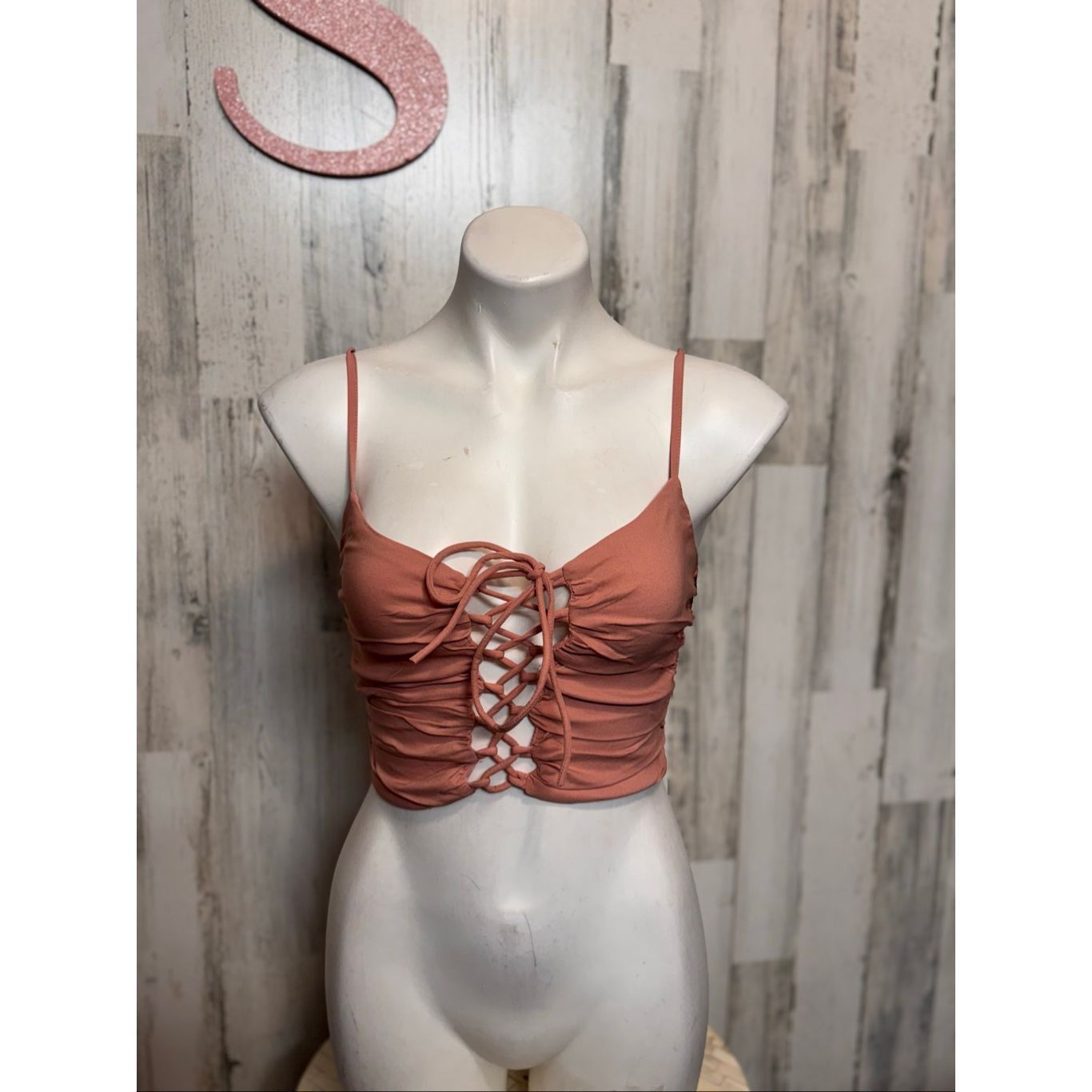 Blush Blue Blush Lace-Up Ruched Crop Top Blush Pink Size Small Size S / US 4 / IT 40 - 6 Thumbnail