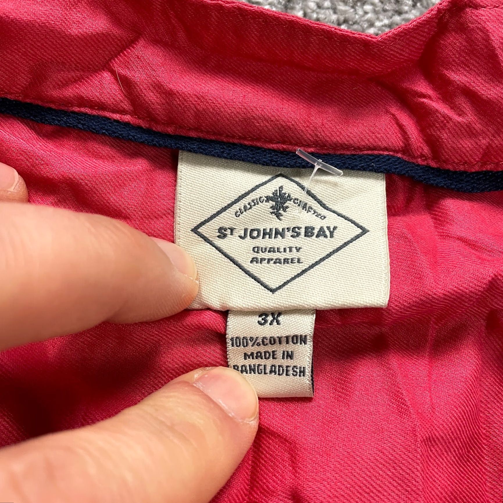 Vintage St. John's Bay Blouse Womens 3XL Red V-Neck Collarless Button Down NWT Size XXL / US 16-18 / IT 52-54 - 4 Thumbnail