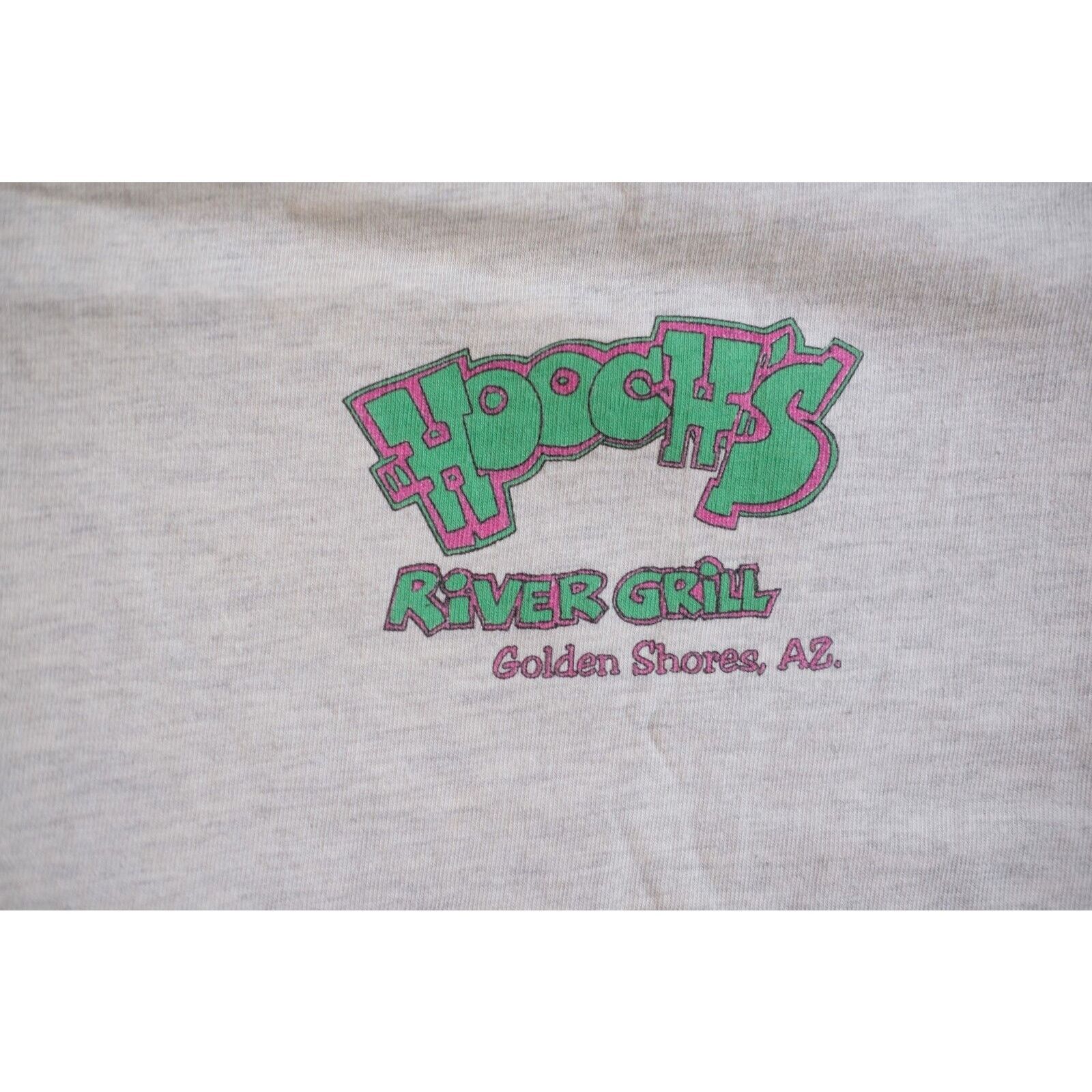 Hanes Vintage 1990s Hooch's River Grill T-Shirt XL Faded Gray Size US L / EU 52-54 / 3 - 3 Thumbnail
