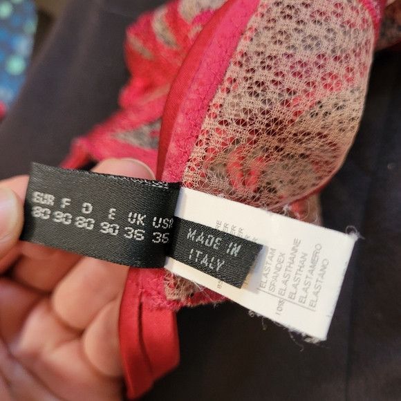 La Perla Marvel By La Perla Sheer Lace Floral Red Bralette - Size 36 Size ONE SIZE - 6 Thumbnail