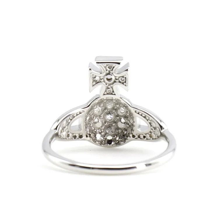 Vivienne Westwood Vivienne Westwood Silver Crystal Saturn Ring Size ONE SIZE - 2 Thumbnail