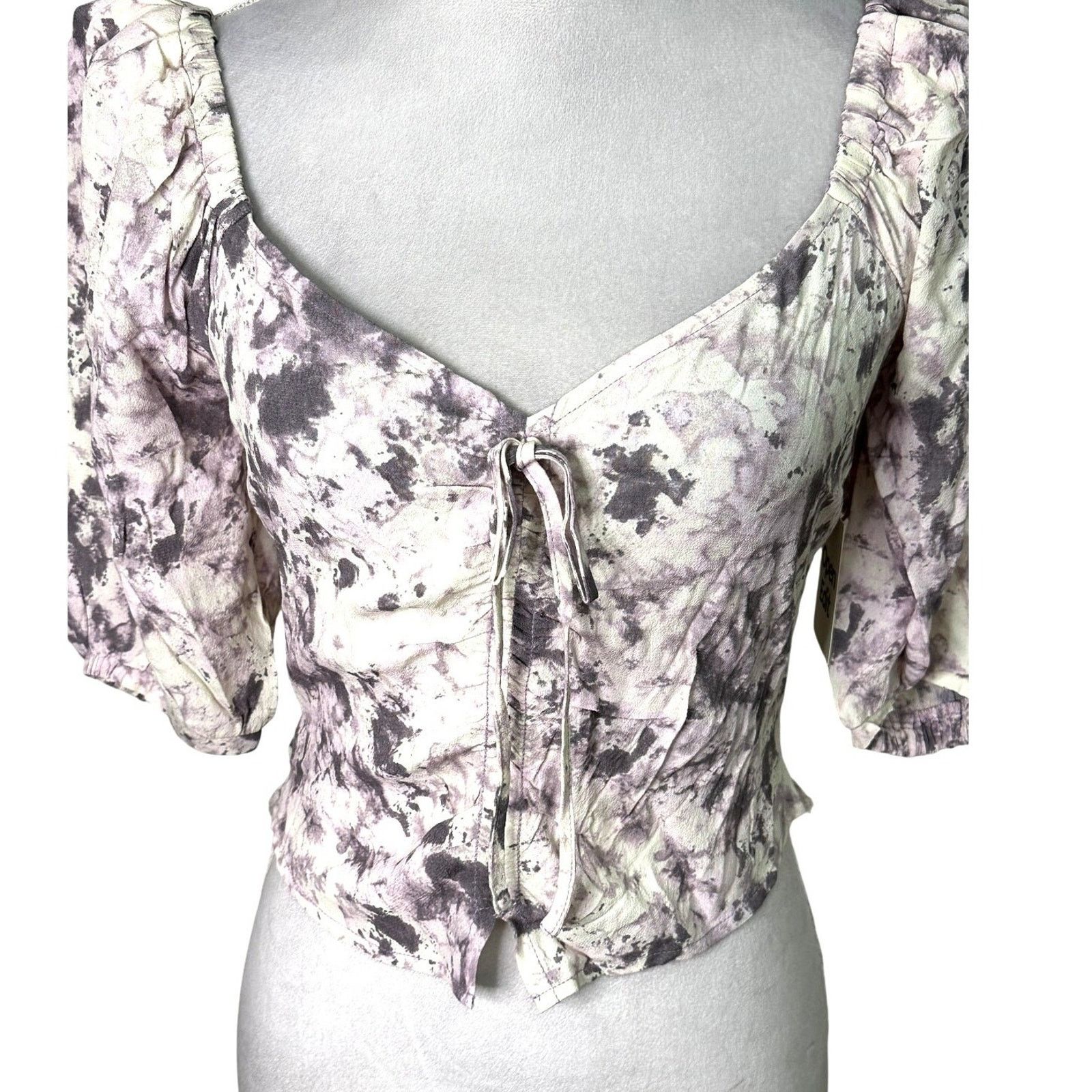 Other Open Edit Puff Sleeve Tie Front Smocked Blouse Floral S NWT Size S / US 4 / IT 40 - 4 Thumbnail