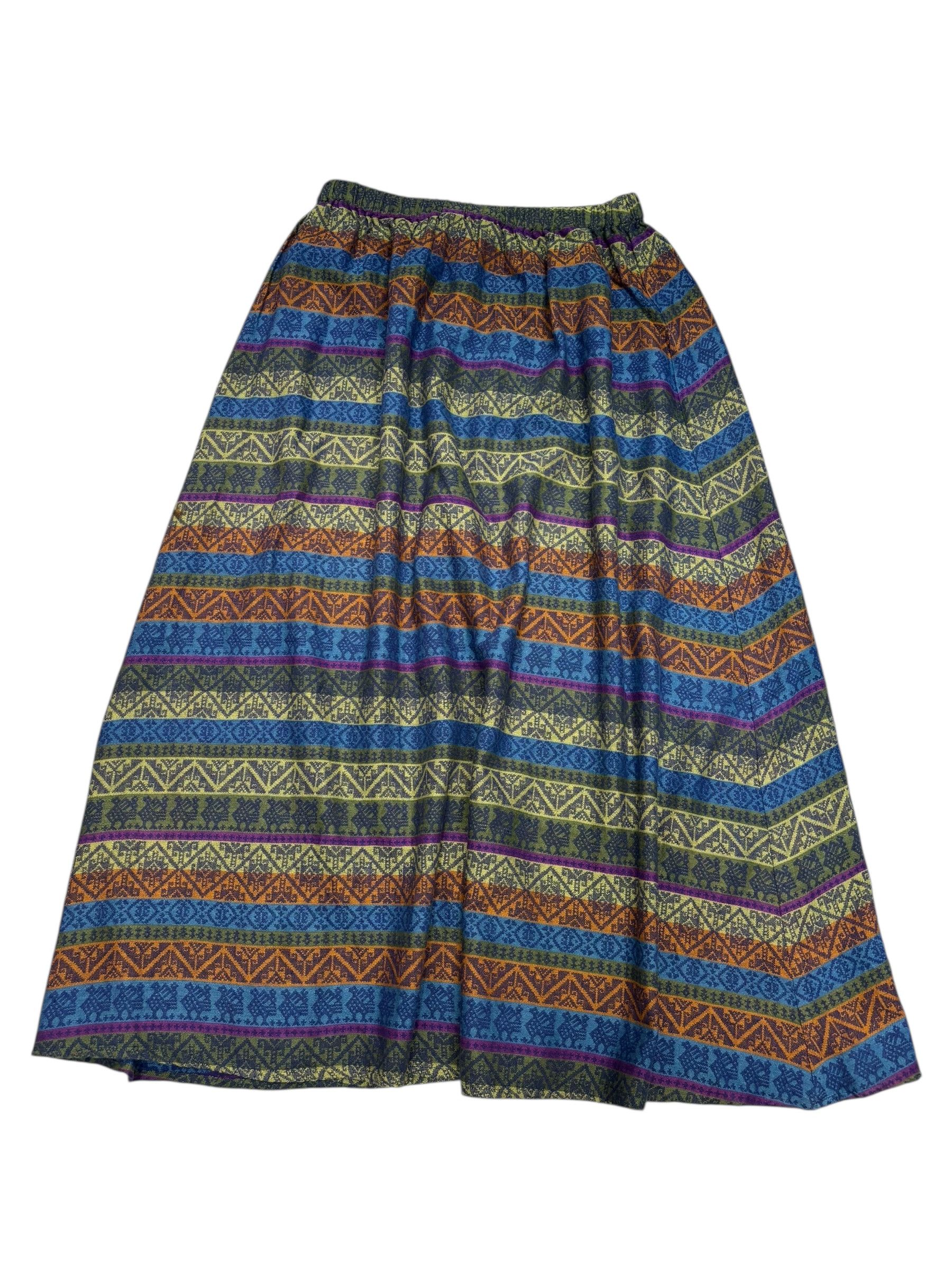 Kapital 🔥BOHO TRIBAL HIPPIE MIDI SKIRT ELASTIC WAIST Size 26" / US 2 / IT 38 - 6 Thumbnail