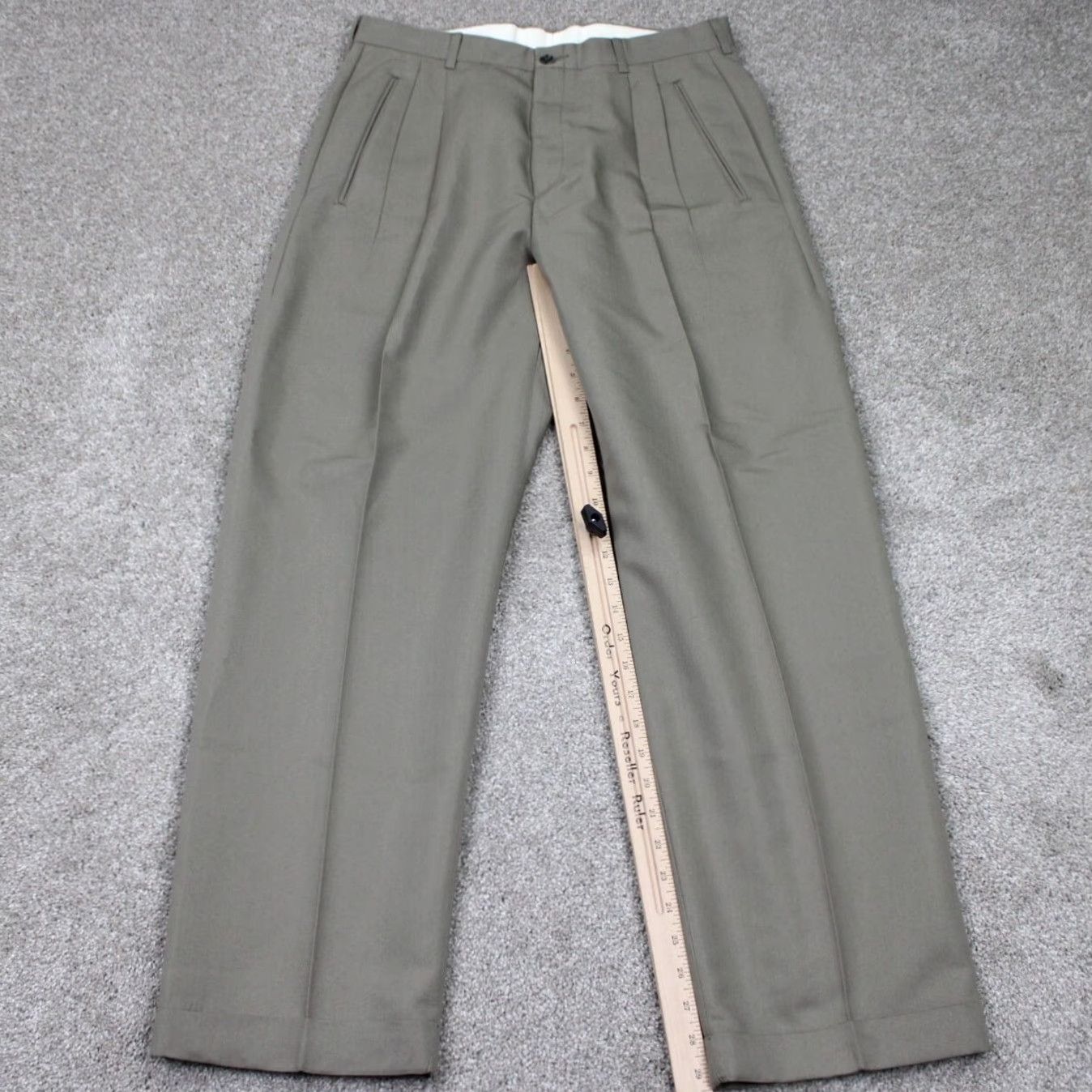 Haggar Haggar Dress Pants Mens 32x30 Beige Pleated Cuffed Polyester Blend NWT Regular Rise Straight Fit Front Zipper Button Pocket Size US 32 / EU 48 - 3 Thumbnail