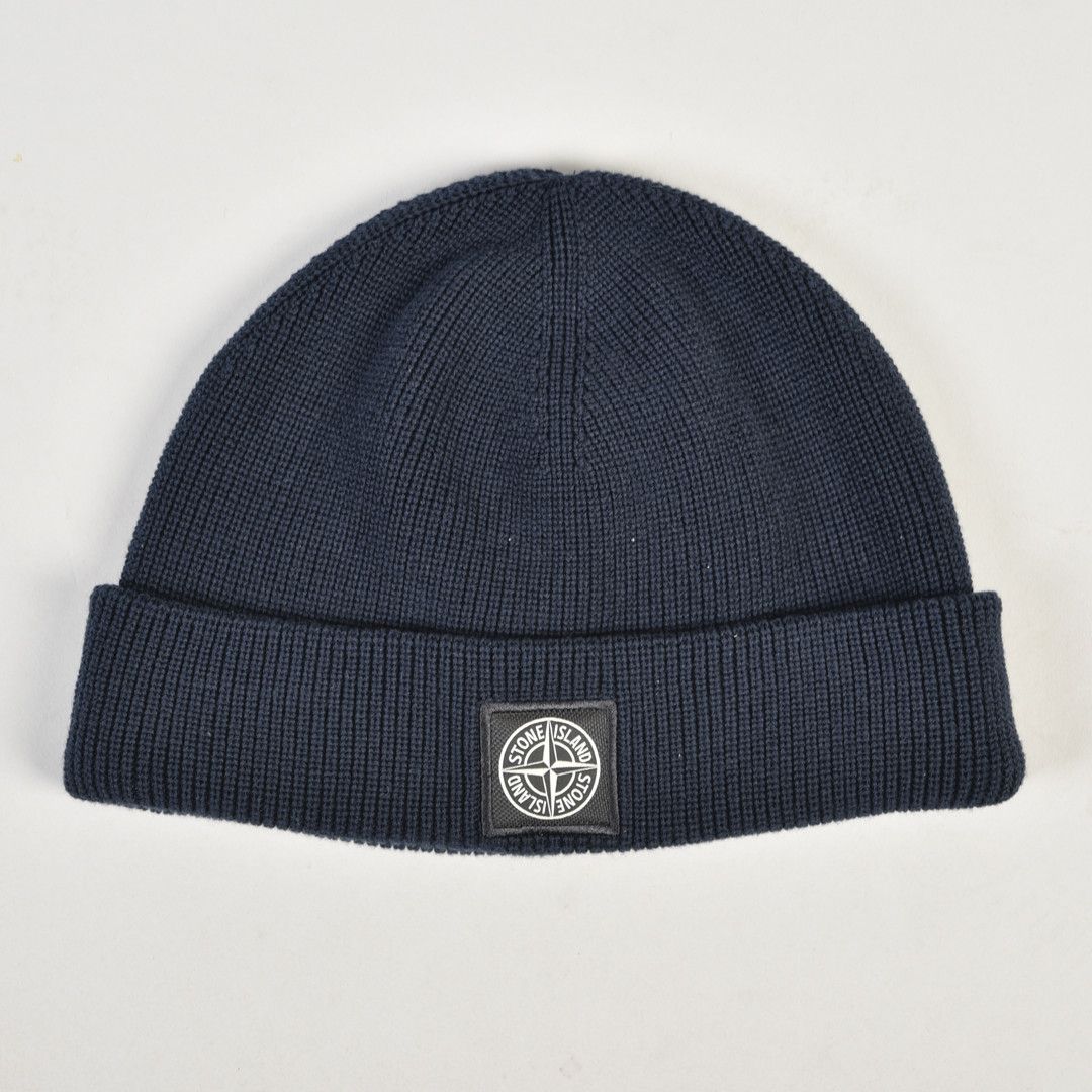 image of Stone Island Cotton Beanie Blue - Os, Men's
