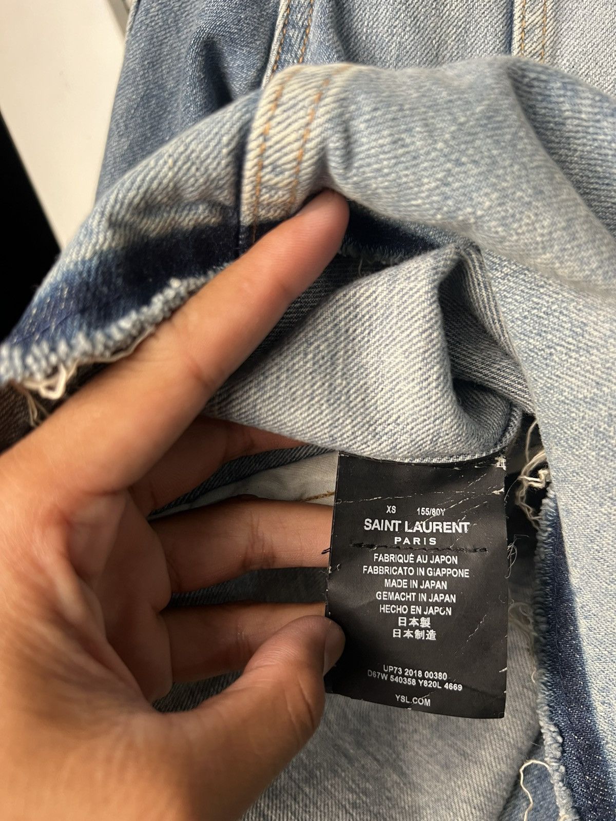 Saint Laurent Paris Saint Laurent Anthony Vaccarello Distressed Denim Jacket Size US XS / EU 42 / 0 - 7 Thumbnail