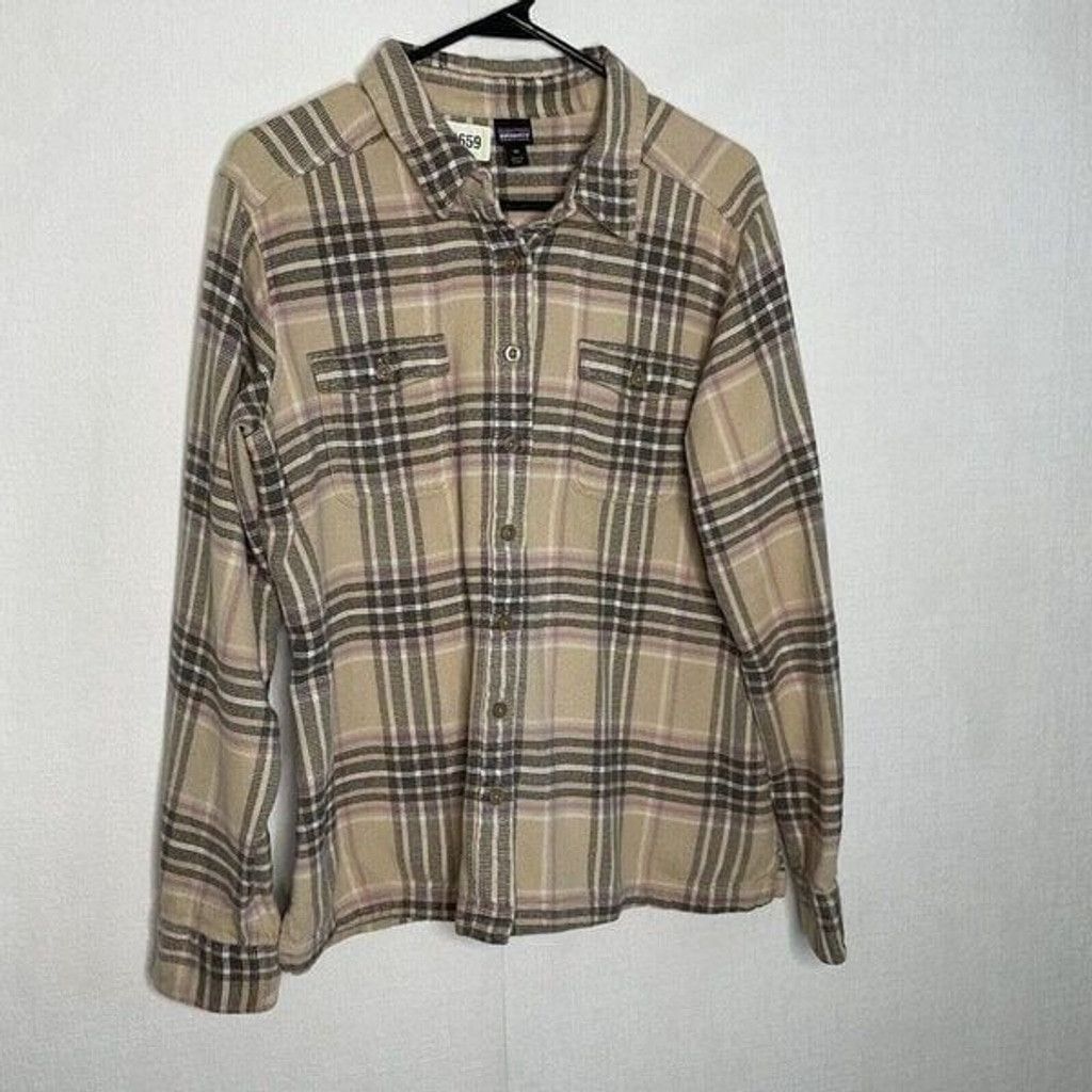 Patagonia Patagonia Tan Flannel Outdoor Fjord ButtonUp Women Shirt 14 Size XL / US 12-14 / IT 48-50 - 5 Thumbnail