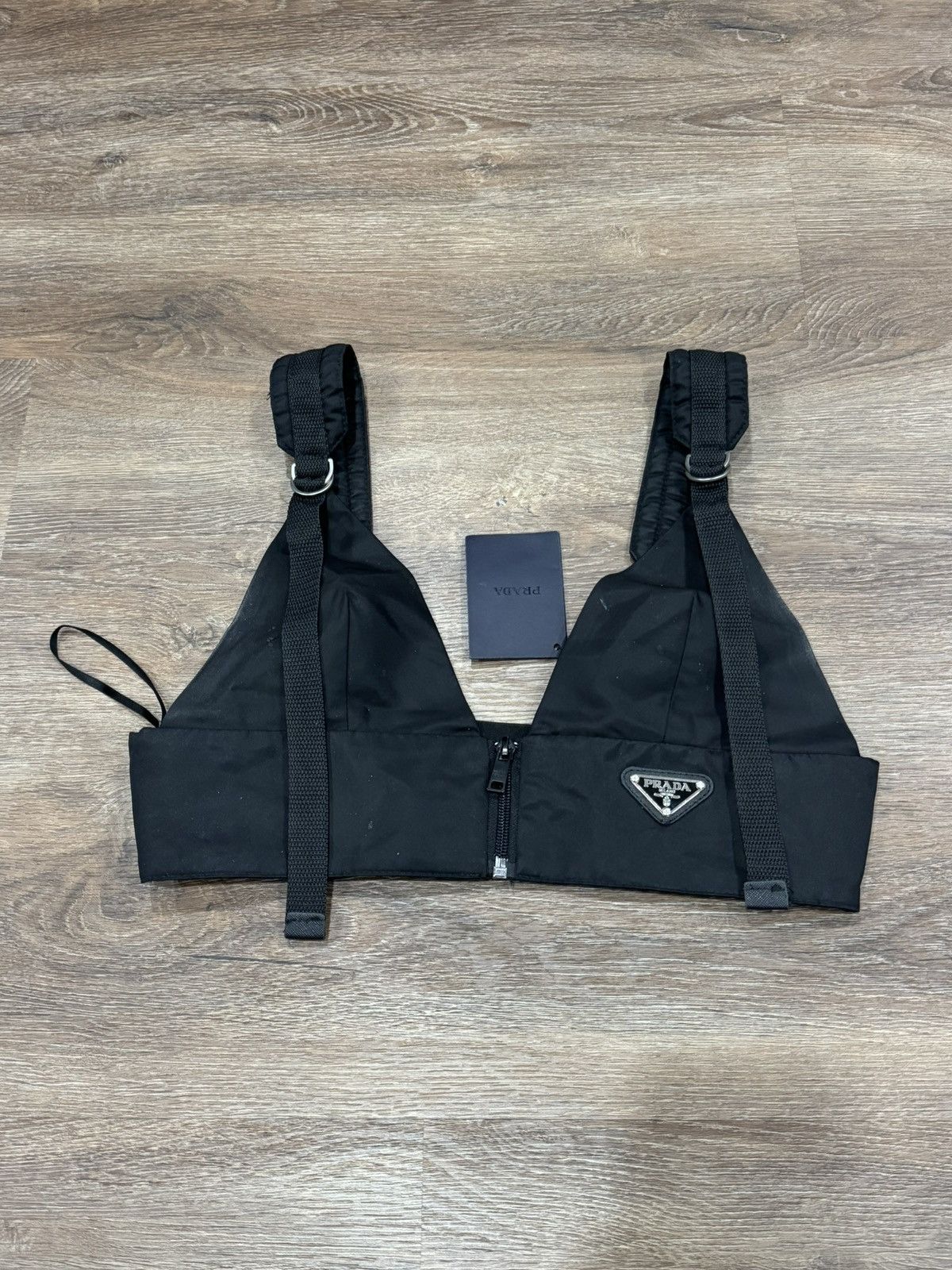 Prada Prada Milano Black Nylon Triangle Logo Harness Bralette Top Size M / US 6-8 / IT 42-44 - 3 Thumbnail