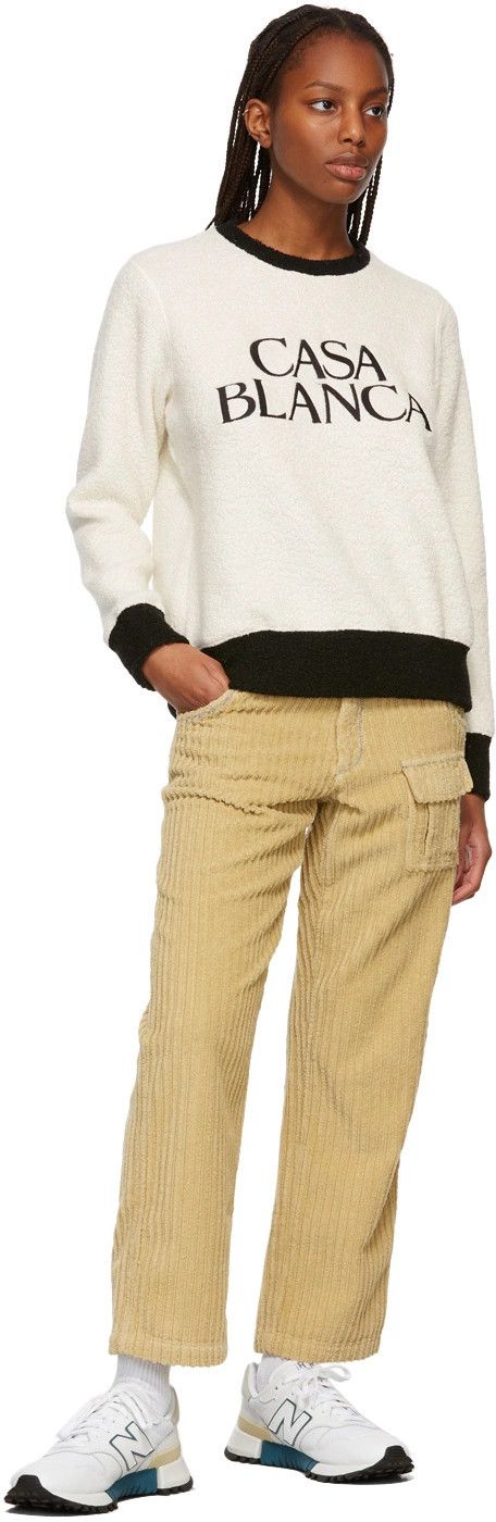 Casablanca White Two-Tone Fleece Logo Sweatshirt Size XS / US 0-2 / IT 36-38 - 3 Thumbnail