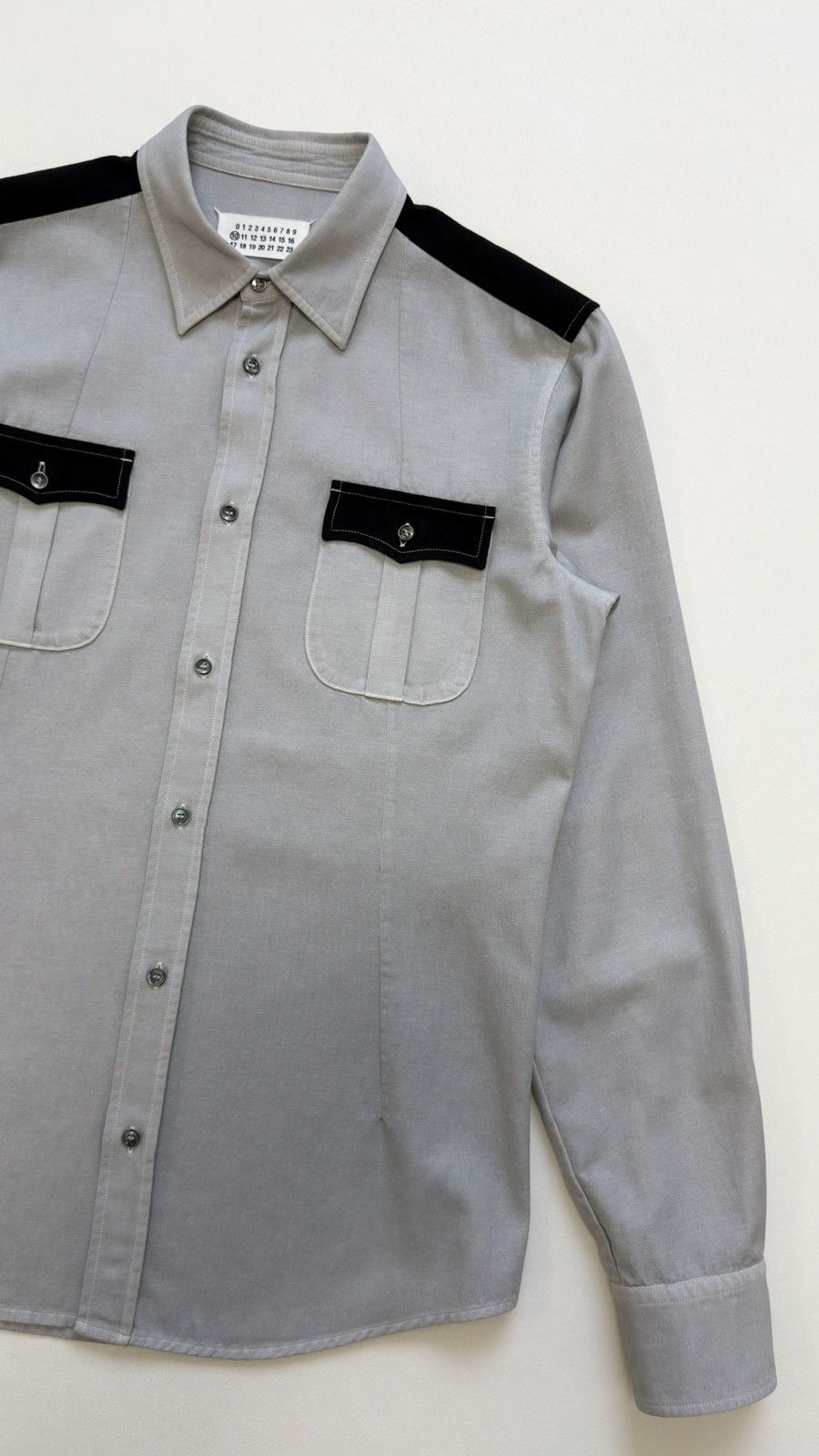 Maison Margiela A/W 11 Sample Light Grey Cotton Western Shirt Size US M / EU 48-50 / 2 - 9 Thumbnail