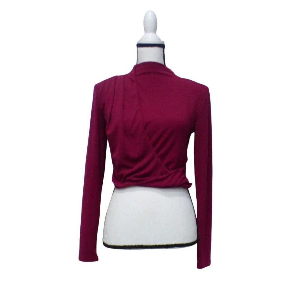 ASTR The Label ASTR Asymmetrical Pleated Cutout Mock Neck Sweater Top, Berr Size S / US 4 / IT 40 - 12 Thumbnail