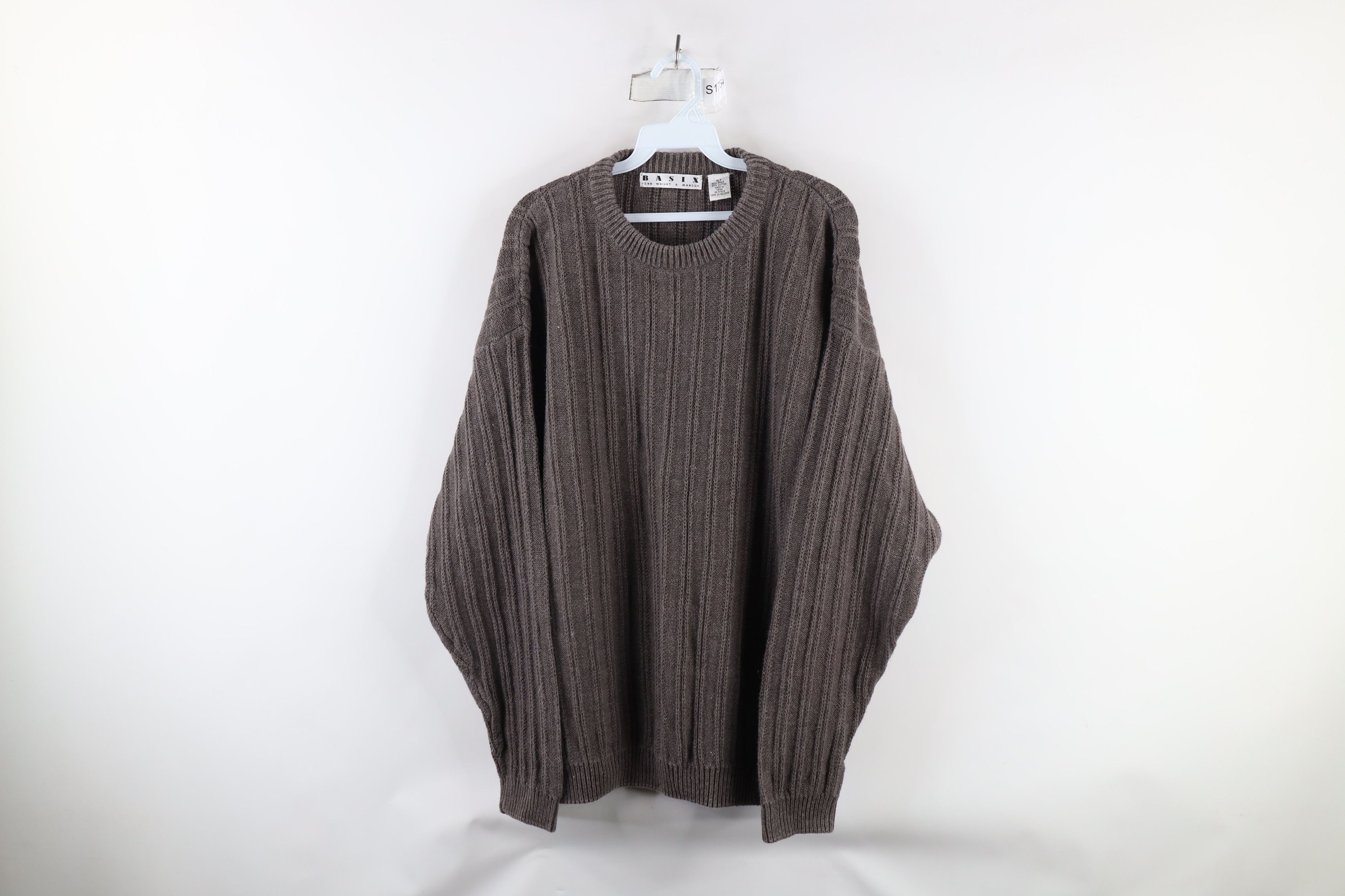 Vintage Vintage 90s Streetwear Blank Chunky Ribbed Knit Sweater Gray Size US XL / EU 56 / 4 - 1 Thumbnail