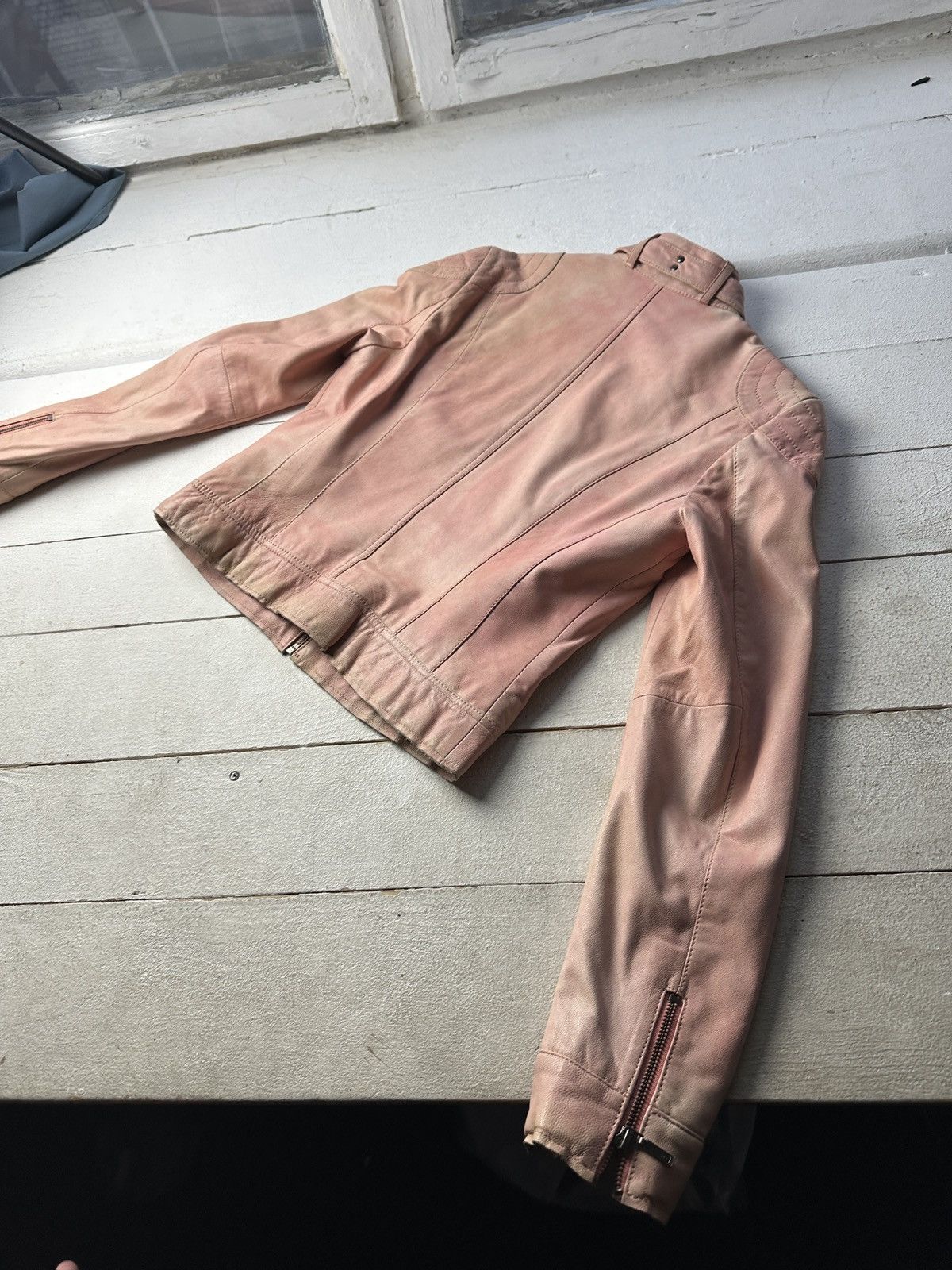 Other 🚨Y2K RICK OWENS TYPE DIRTY SLIM FIT ZIP LEATHER JACKET Size XS / US 0-2 / IT 36-38 - 11 Thumbnail