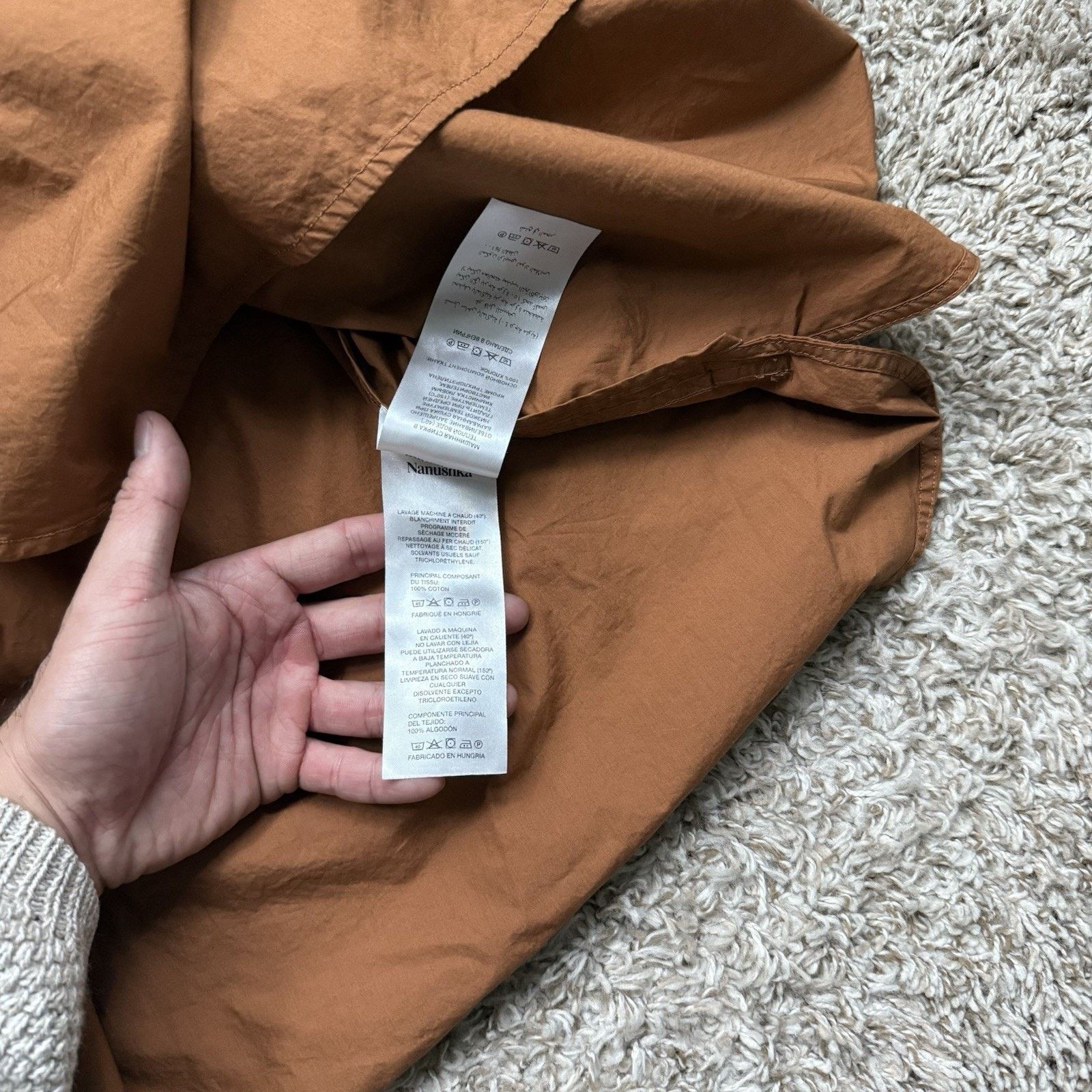 Nanushka $520 Nanushka Tan Orange Damos Shirt Oversized Button Up Size US M / EU 48-50 / 2 - 9 Thumbnail