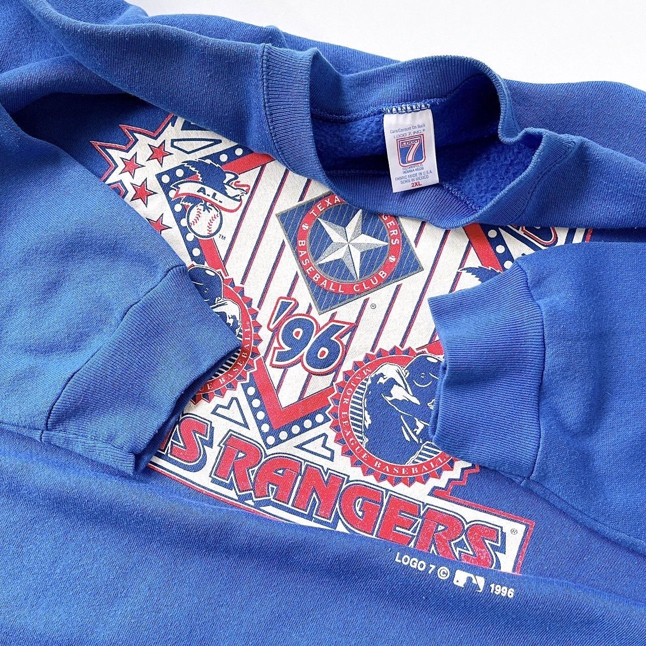 Logo 7 × Vintage 90s Texas Rangers MLB sweatshirt/ 2X Size US XXL / EU 58 / 5 - 8 Thumbnail