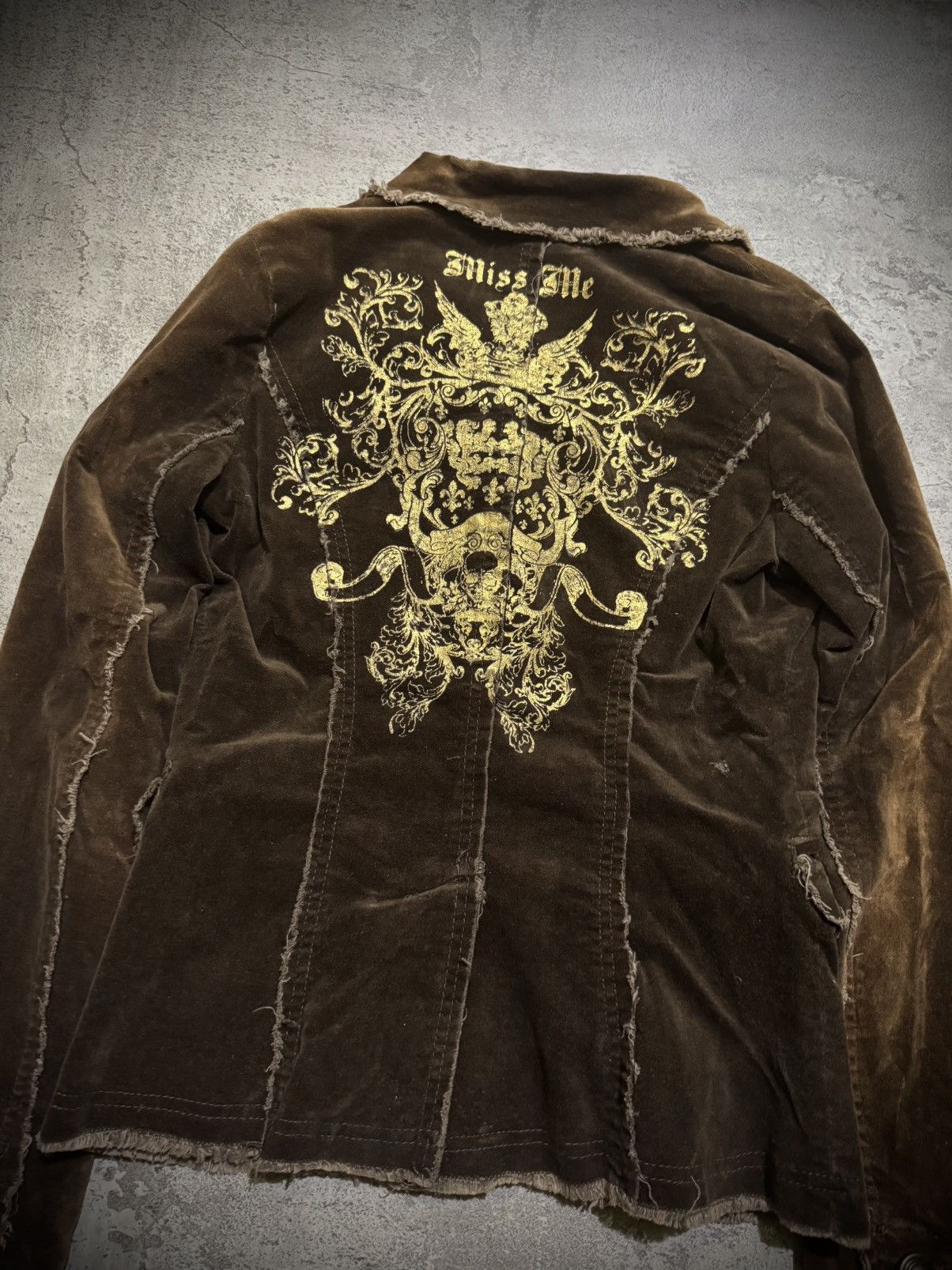 Hysteric Glamour Miss me Skull Brown Gold Foil Ifsixwasnine Velvet Blazer Size S / US 4 / IT 40 - 4 Thumbnail