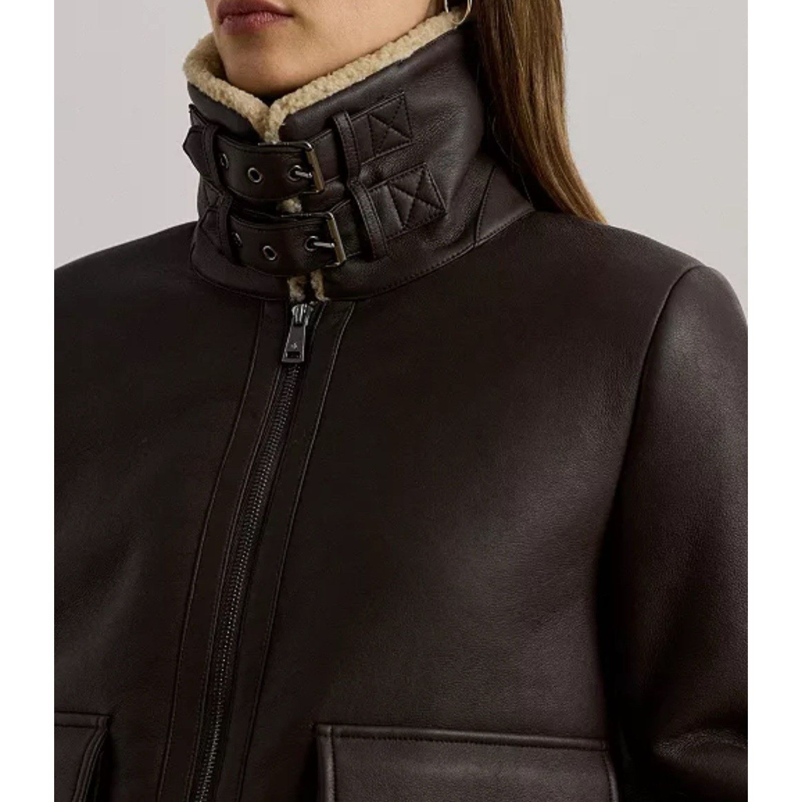 Ralph Lauren NWT Ralph Lauren Women Faux-Leather Jacket Circuit Brown Size S / US 4 / IT 40 - 10 Thumbnail
