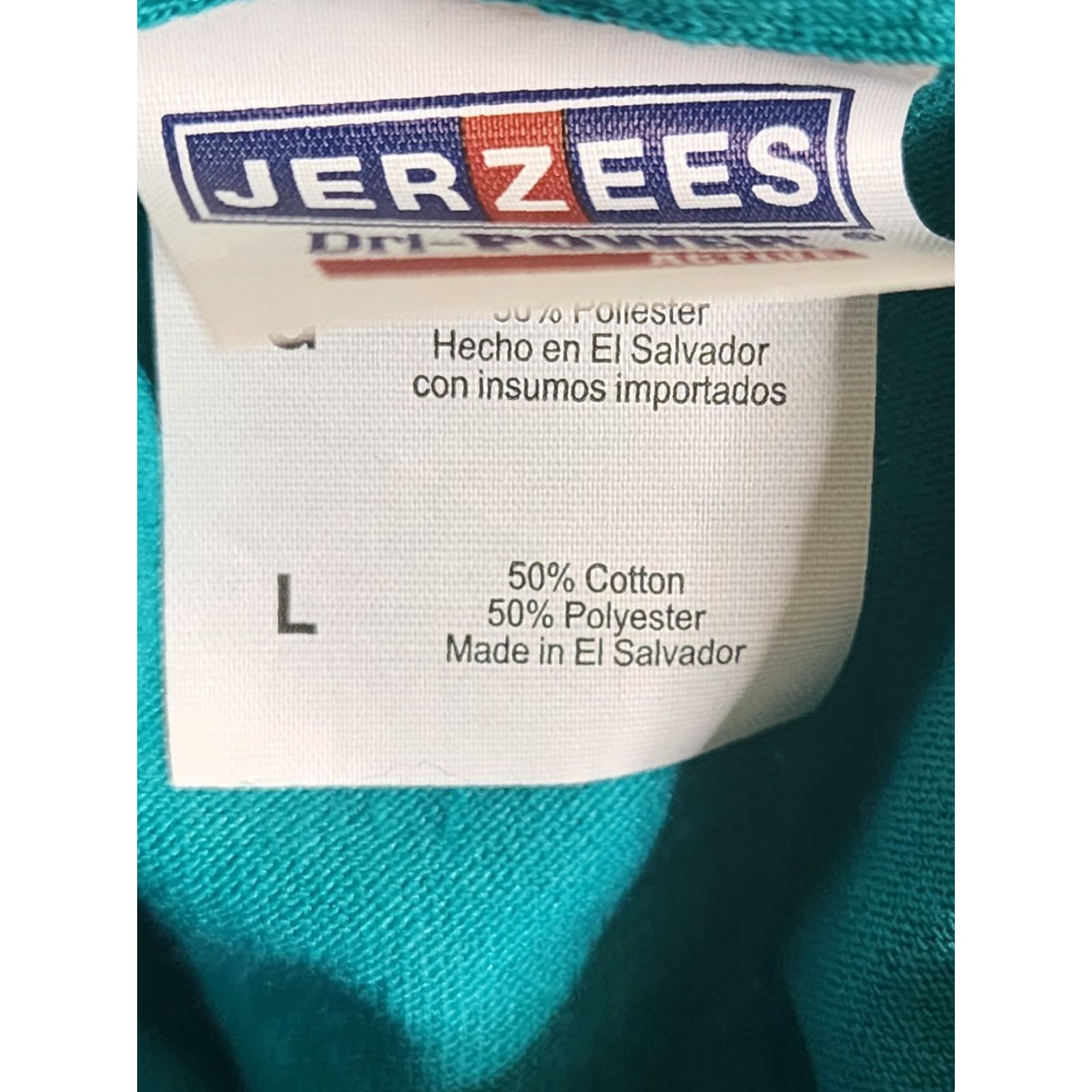 Jerzees JERZEES Mens L T-Shirt Dundee FL Blue Cotton Graphic Print Short Sleeve Crew Neck 2000s Camp Endeavor ASL Sign Language Double Sided Size US L / EU 52-54 / 3 - 5 Thumbnail