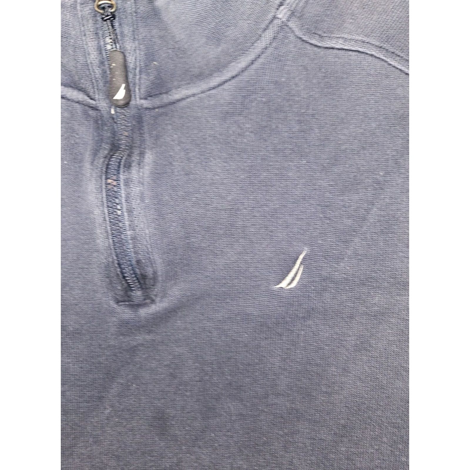 Nautica Nautica Pullover Shirt Men XL Navy Blue Mock Neck 1/4 Zip Logo Embroidered Outdoor Knit Sweater Size US XL / EU 56 / 4 - 6 Thumbnail