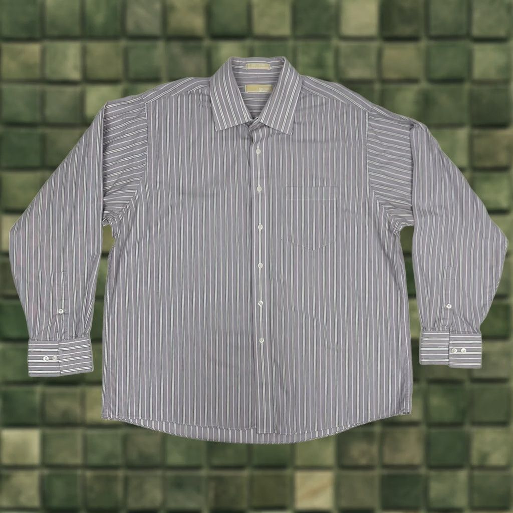 Michael Kors Michael Kors Men's Button Up Shirt Long Sleeve Stripes Plaid Purple 2XL Size US XXL / EU 58 / 5 - 1 Thumbnail