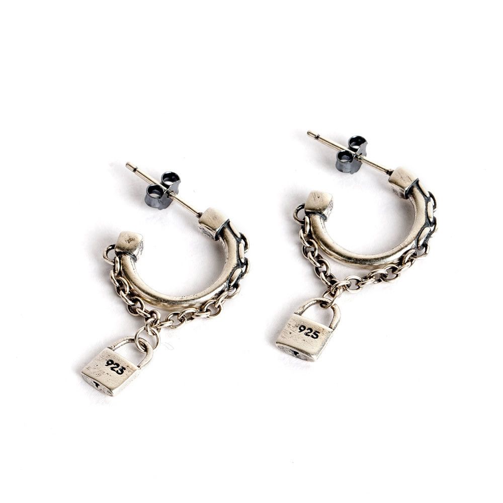 Jewelry Lock Hip-hop Earrings One Pairs Chrome Jewelry Size ONE SIZE - 5 Thumbnail
