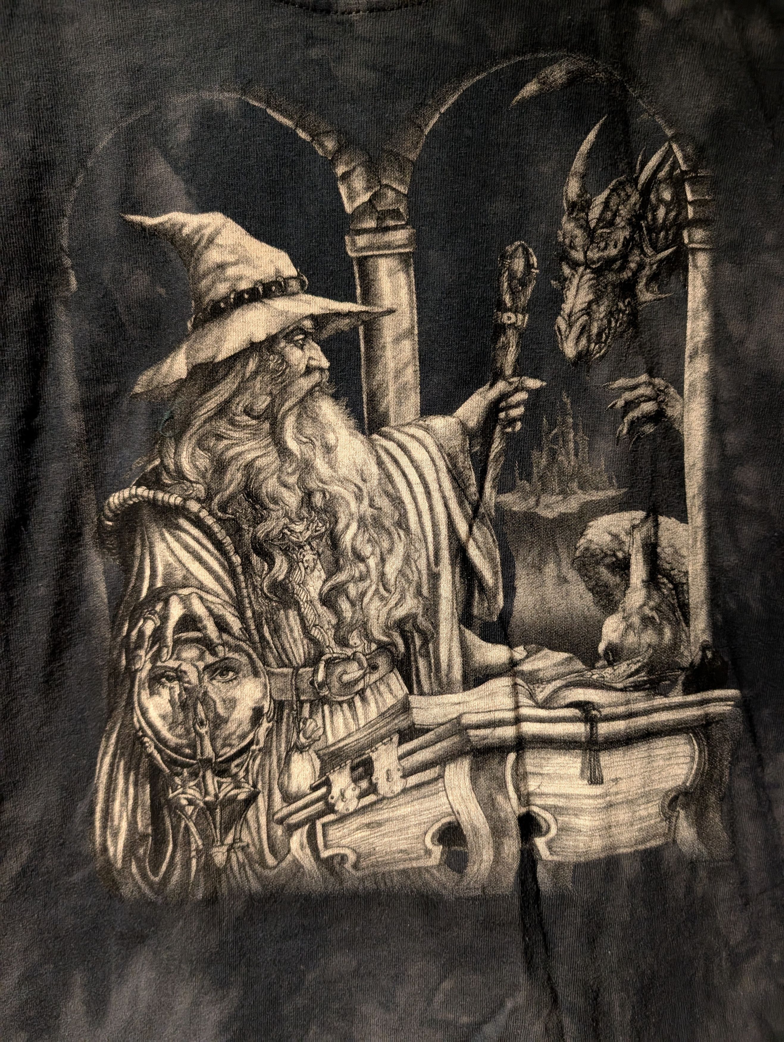 The Mountain Vintage 90s Wizard Witchcraft Dragon Kids Large T-Shirt Size US L / EU 52-54 / 3 - 2 Thumbnail